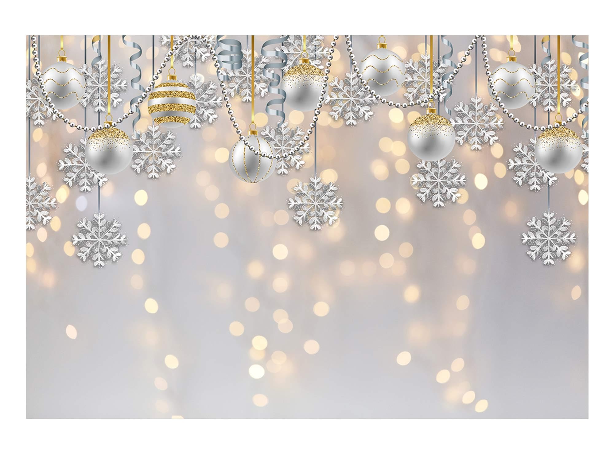 Funnytree 7X5Ft Winter Wonderland Party Backdrop For Photography White Christmas Merry Xmas Snowflake Glitter Bokeh Background Sparkle Baby Shower Kids Birthday Portrait Banner Photo Booth Studio