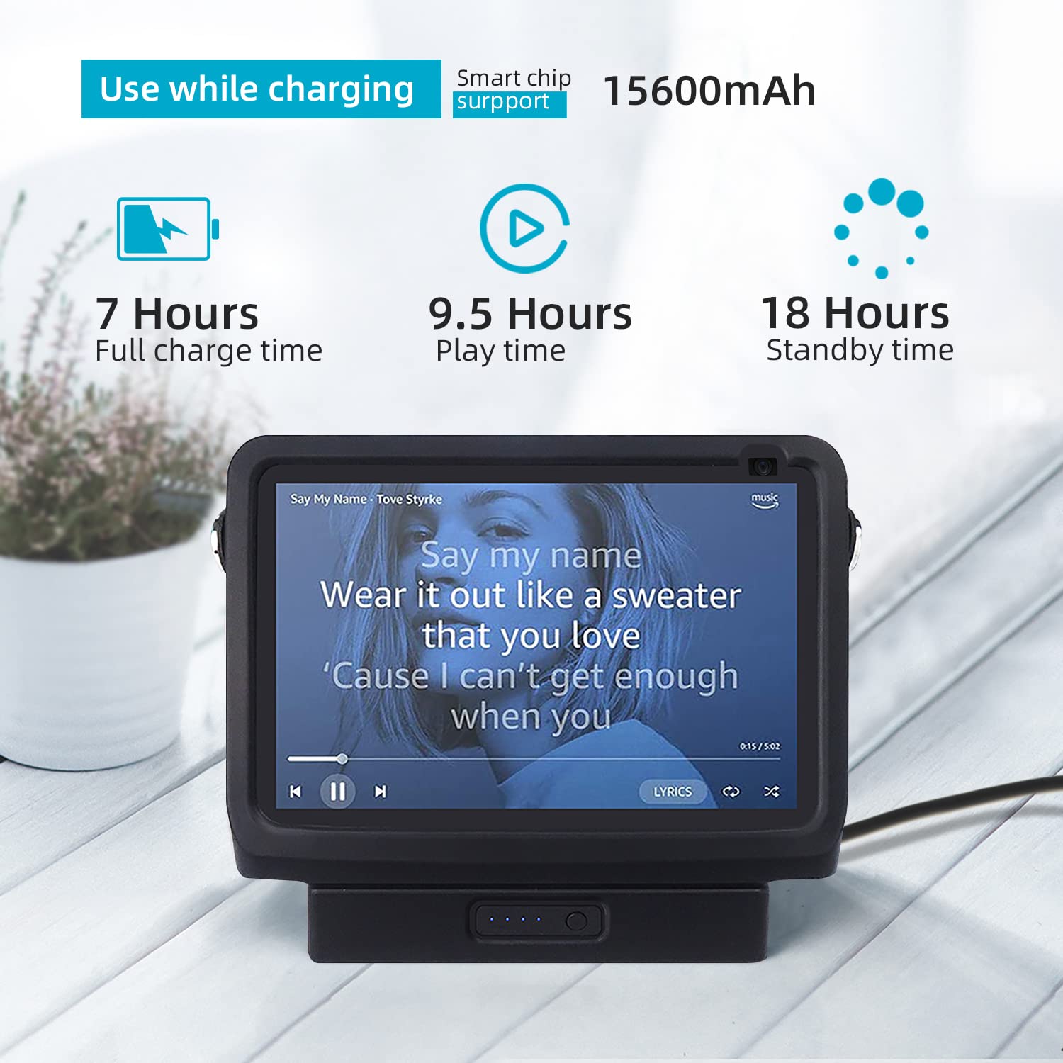 Battery Base For Show8 1St & 2Nd Gen, Portable Show8 2Nd Charger, Xiaodu Smarts Speaker Battery Stand 15600Mah, 9.5 Hours Work T