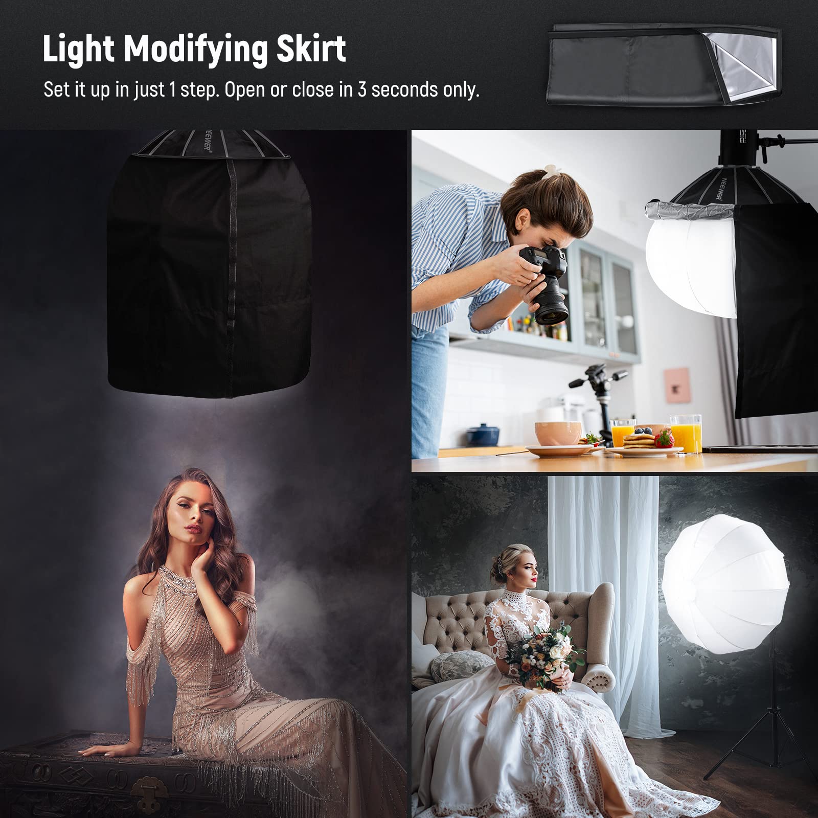 Neewer 35''/90Cm Lantern Softbox One Step Quick Release, 360 Light Diffuser With Skirt, Bowens Mount For Video Light Cb60 Cb100