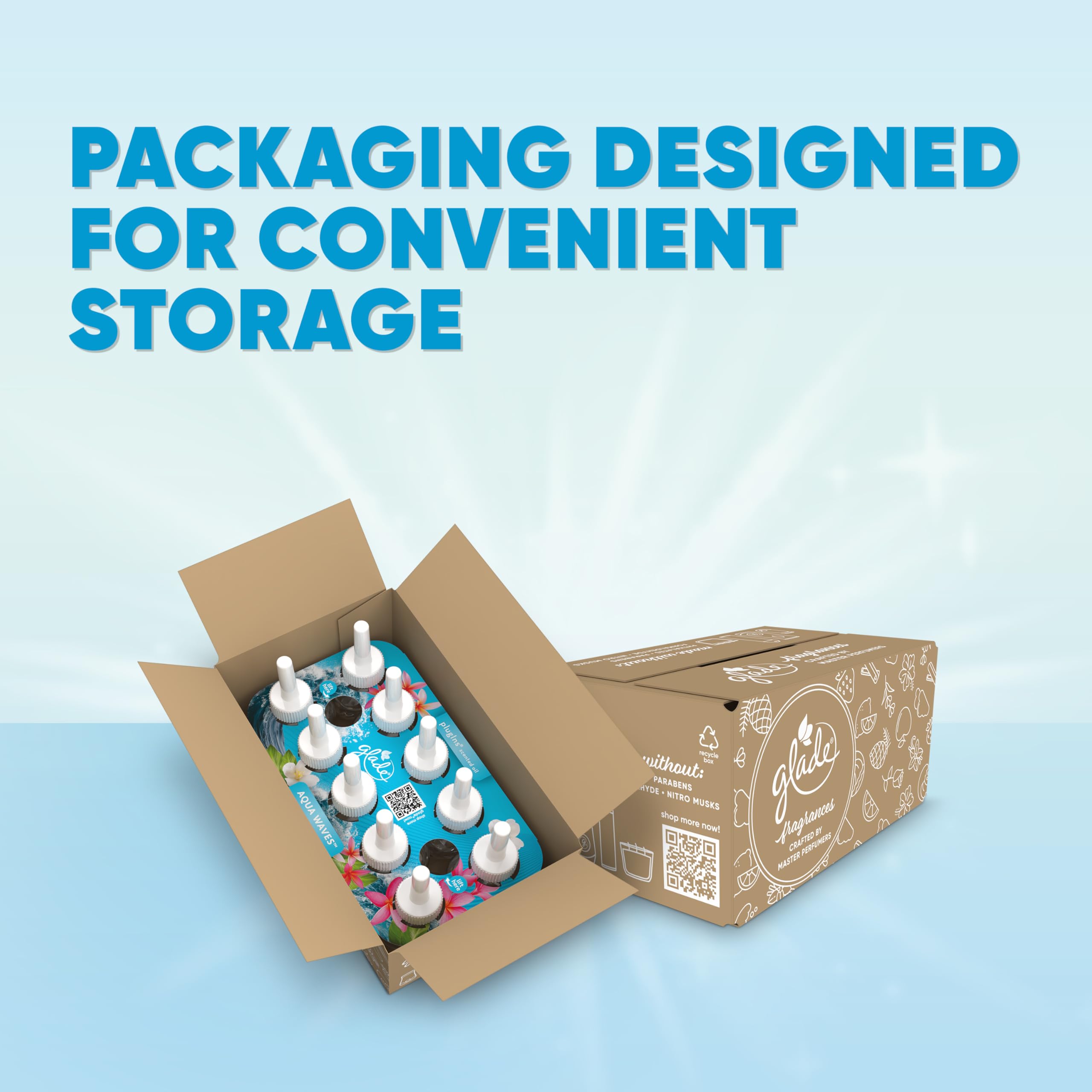 Glade Plugins Scented Oil 10 Refills, Air Freshener, Aqua Waves, 10 X 0.67 Oz, Packaging May Vary