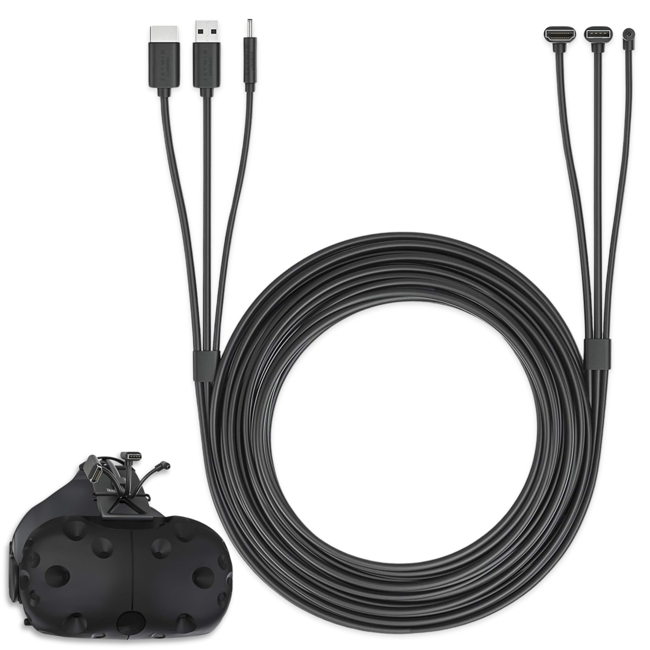 Skywin 3-in-1 Round HTC Vive Compatible Cable (5 Meters / 16 Feet), Replacement 3-in-1 Connection Cable for HTC Vive Headset and