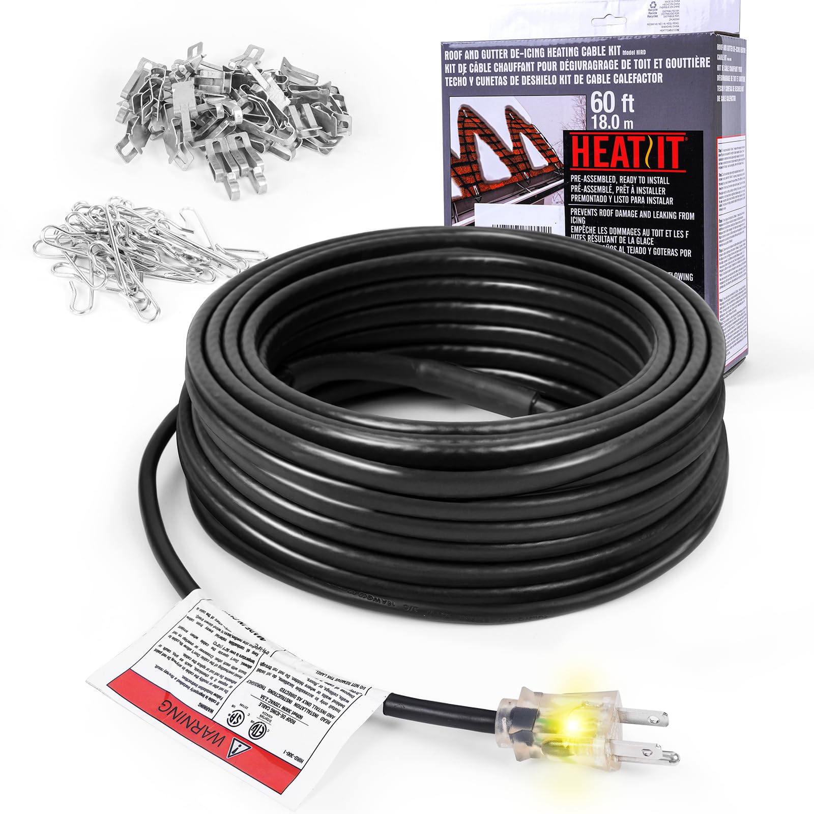 Heatit Hird 100 Feet 5 Watts Per Foot Roof & Gutter Snow De Icing Cable
