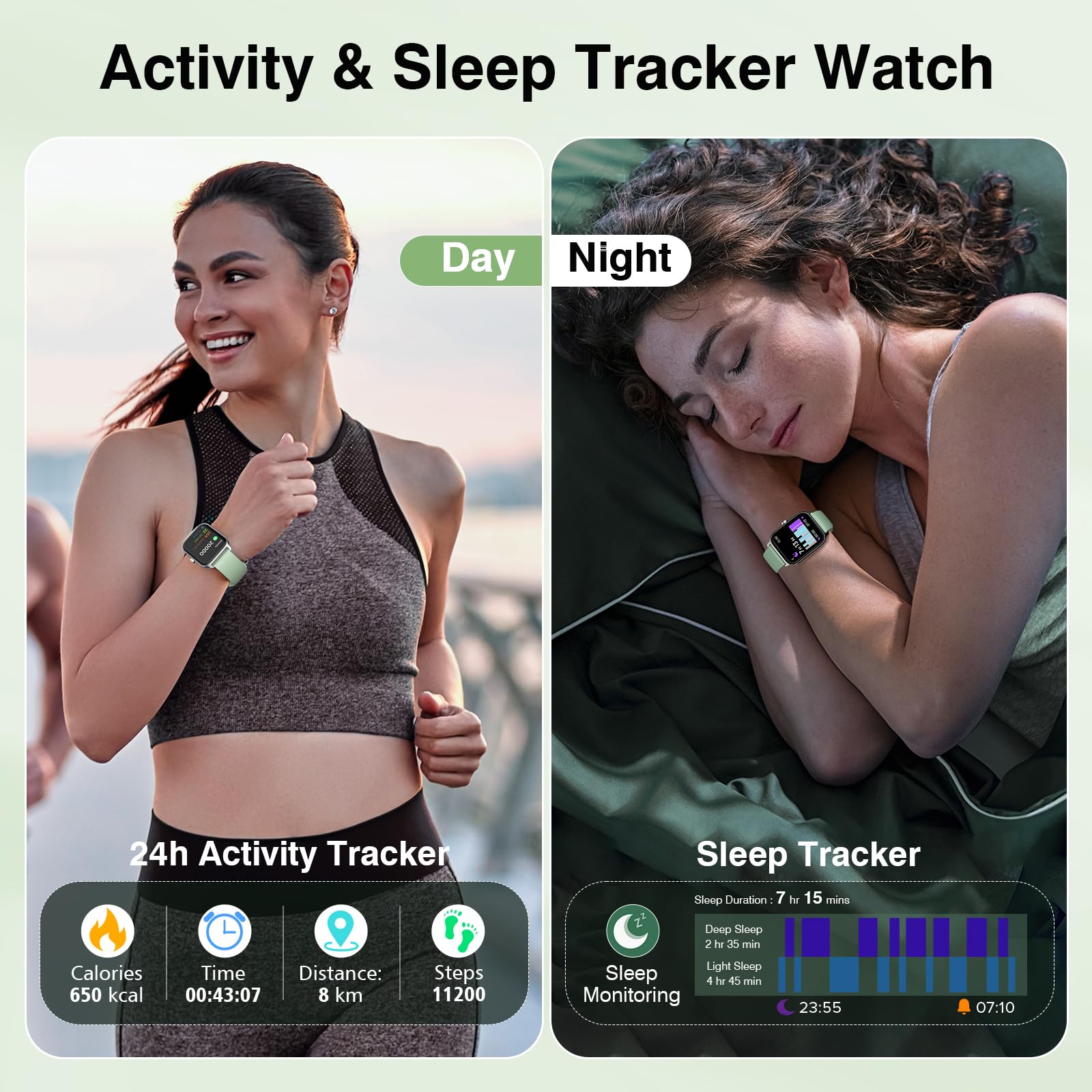 Smart Watches For Men/Women, 1.8'' Alexa Built In Fitness Tracker Watch With Bluetooth Calls, Ip68 Waterproof, Heart Rate/Sleep/