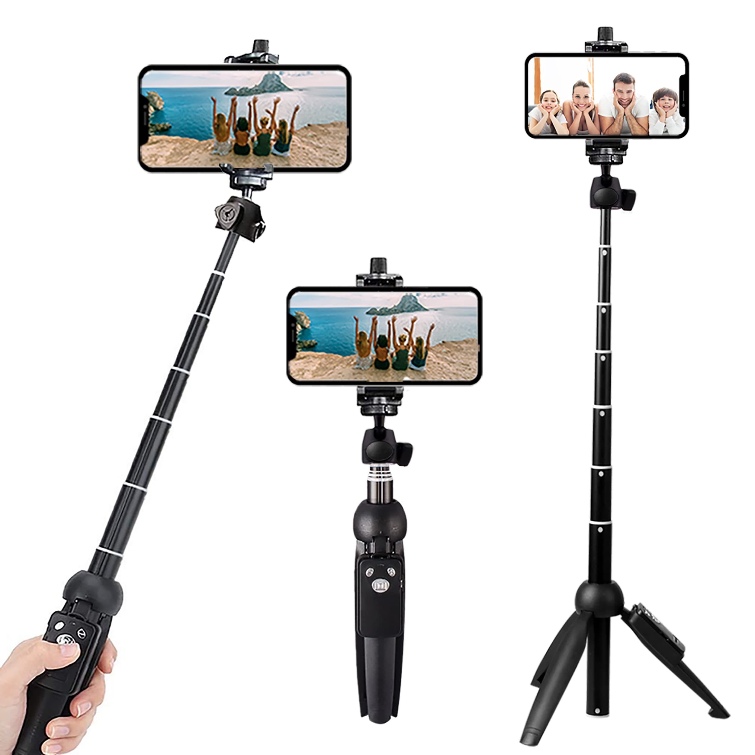 Selfie Stick Portable 40 Inch Aluminum Alloy Selfie Stick Phone Tripod With Wireless Remote Shutter Compatible With All Cell Pho