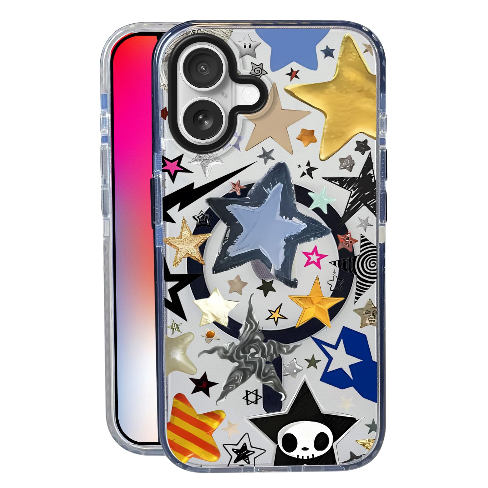 Nimeey Super Stars for iPhone 17 Case,MagSafe Compatible,Matte Soft Slim Shockproof Cover,Anti-Fingerprint,Anti-Yellowing,Anti-S