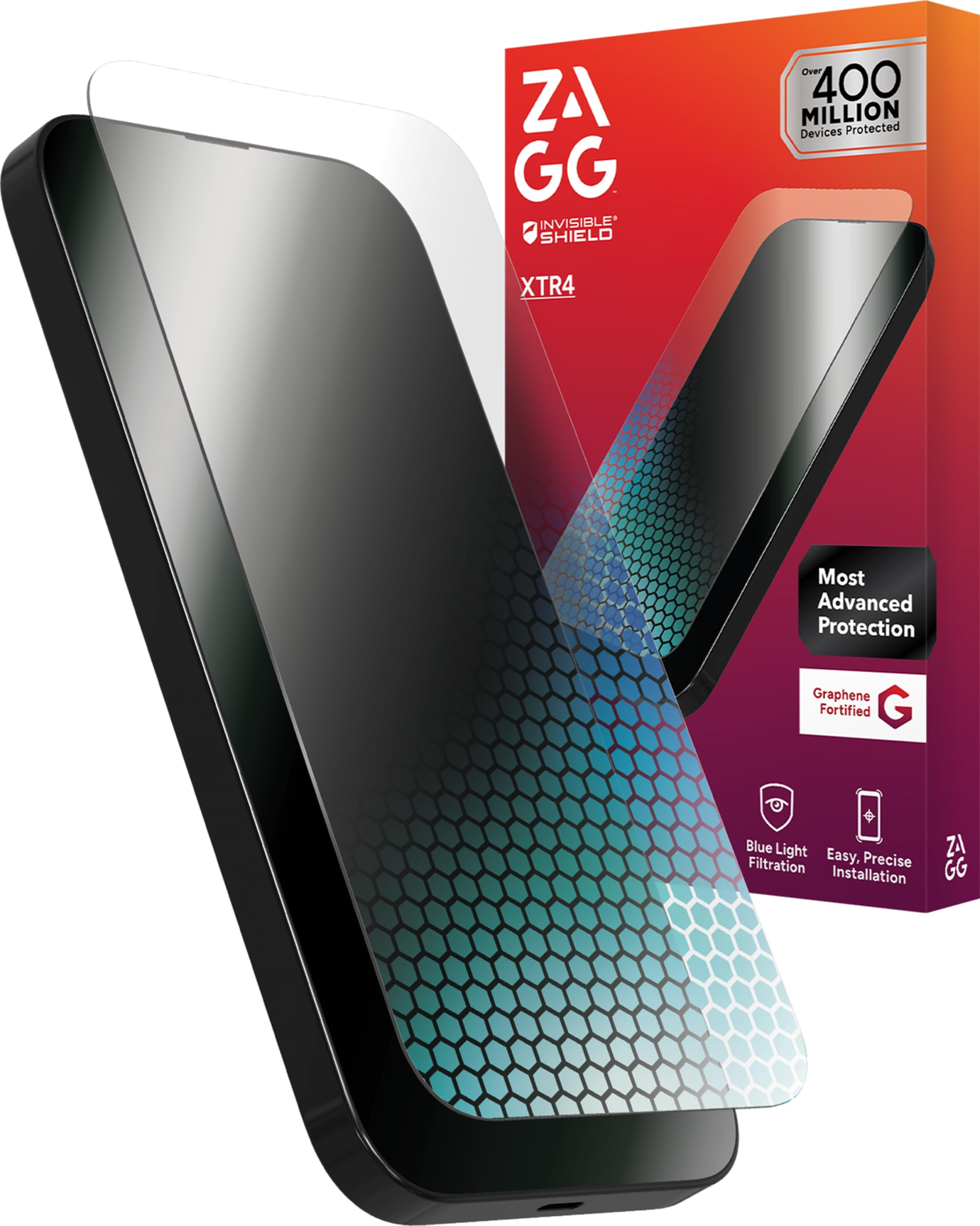 ZAGG XTR4 Screen Protector for iPhone 16e/ 14/ 13/ 13 Pro - 11x Stronger Tempered Glass, Blue Light Filtration, Anti-Reflective 