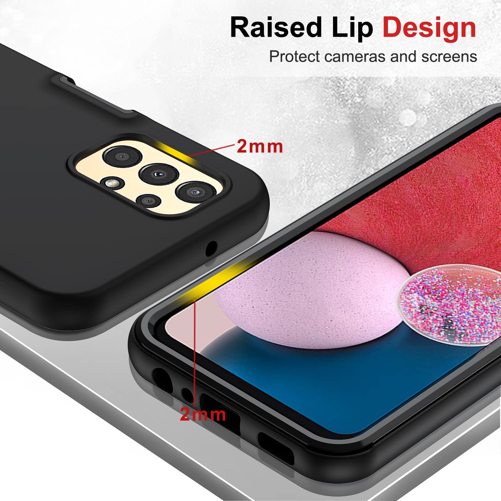 LeYi Samsung Galaxy A13 5G Case Full-Body Shockproof Liquid Silicone Black with 2 Tempered Glass Screen Protectors