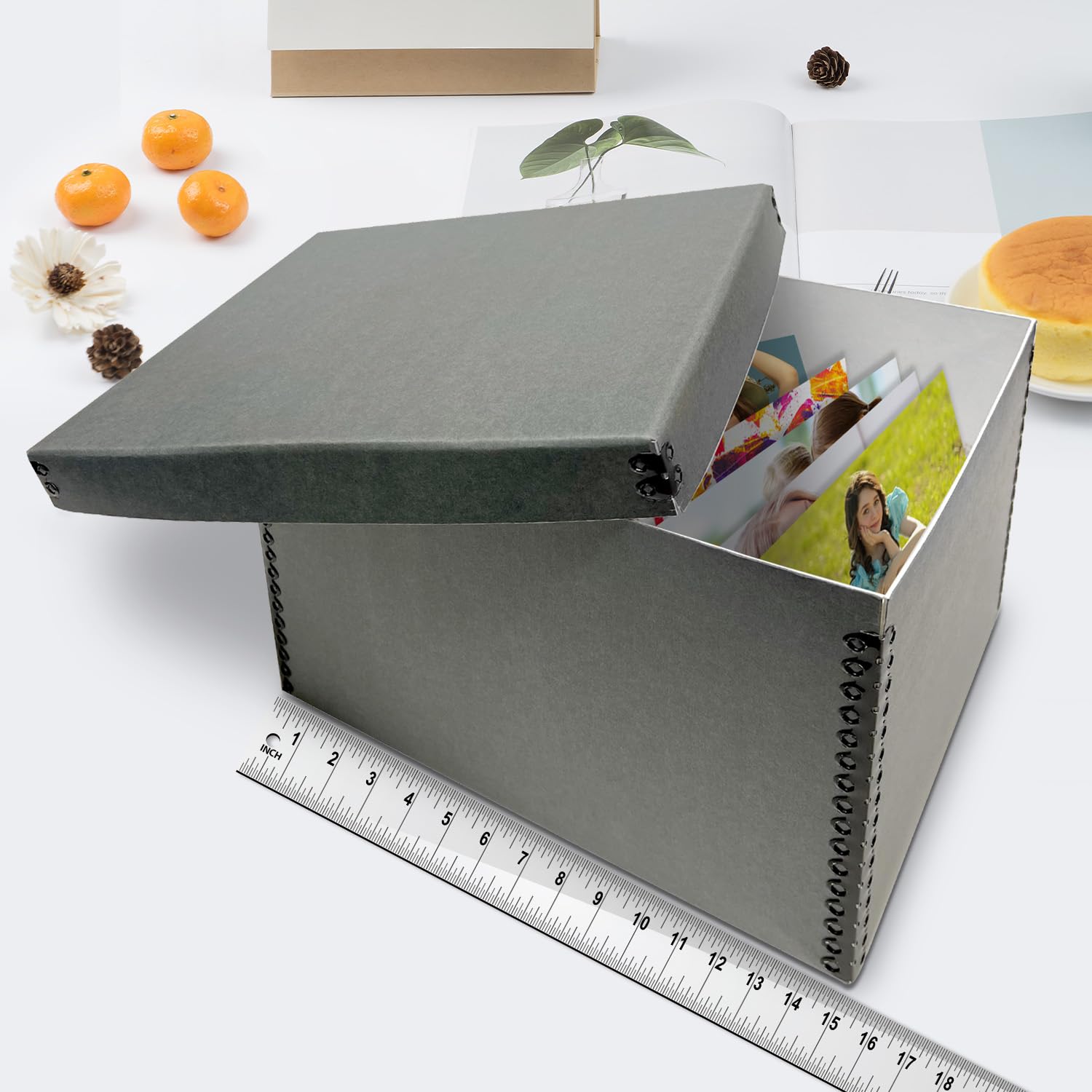 Lineco Record Storage Box 12X15X10 Inch. Extra Durable Filing Archival Cartons For Long Term Storing Of Important Documents, Papers, Photos Or Prints. Acid Free Gray Boxboard, 2 Pack