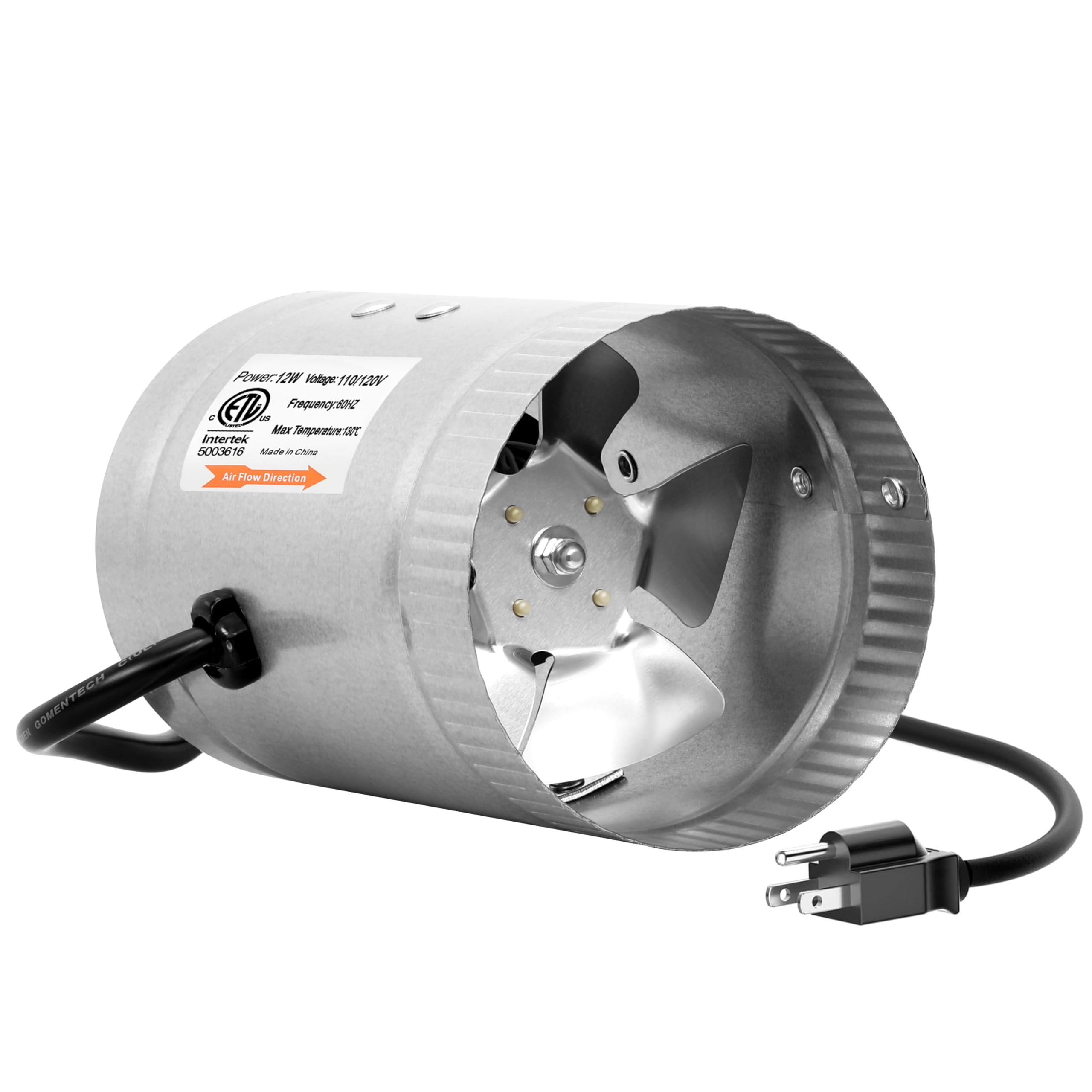 Ipower 4 Inch Inline Booster, 100 Cfm Exhaust Hvac, Duct Blower For Bathroom, Kitchen, Basement, Attic And Grow Tent, 4'' Fan, S