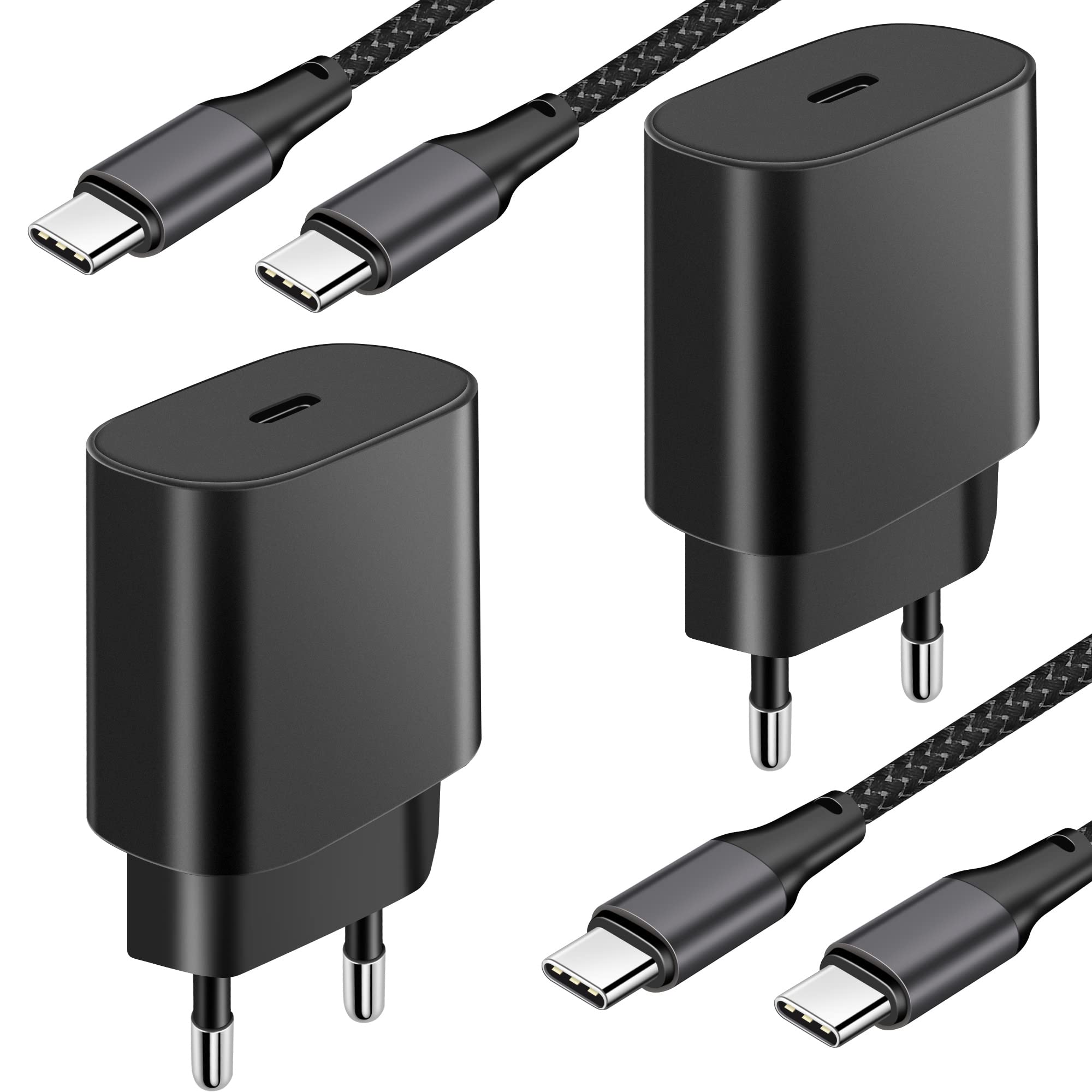 European Travel Plug Adapter, 2Pack 25W Type C Super Fast Charger Block USB C International Power Adapter US to Europe EU for iP