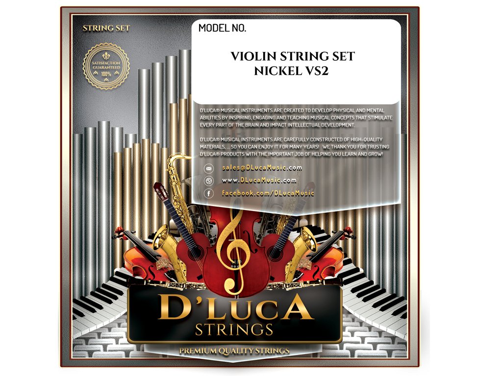 D'Luca Vs2 Coated Nickel Violin String Set   Medium, 1/10