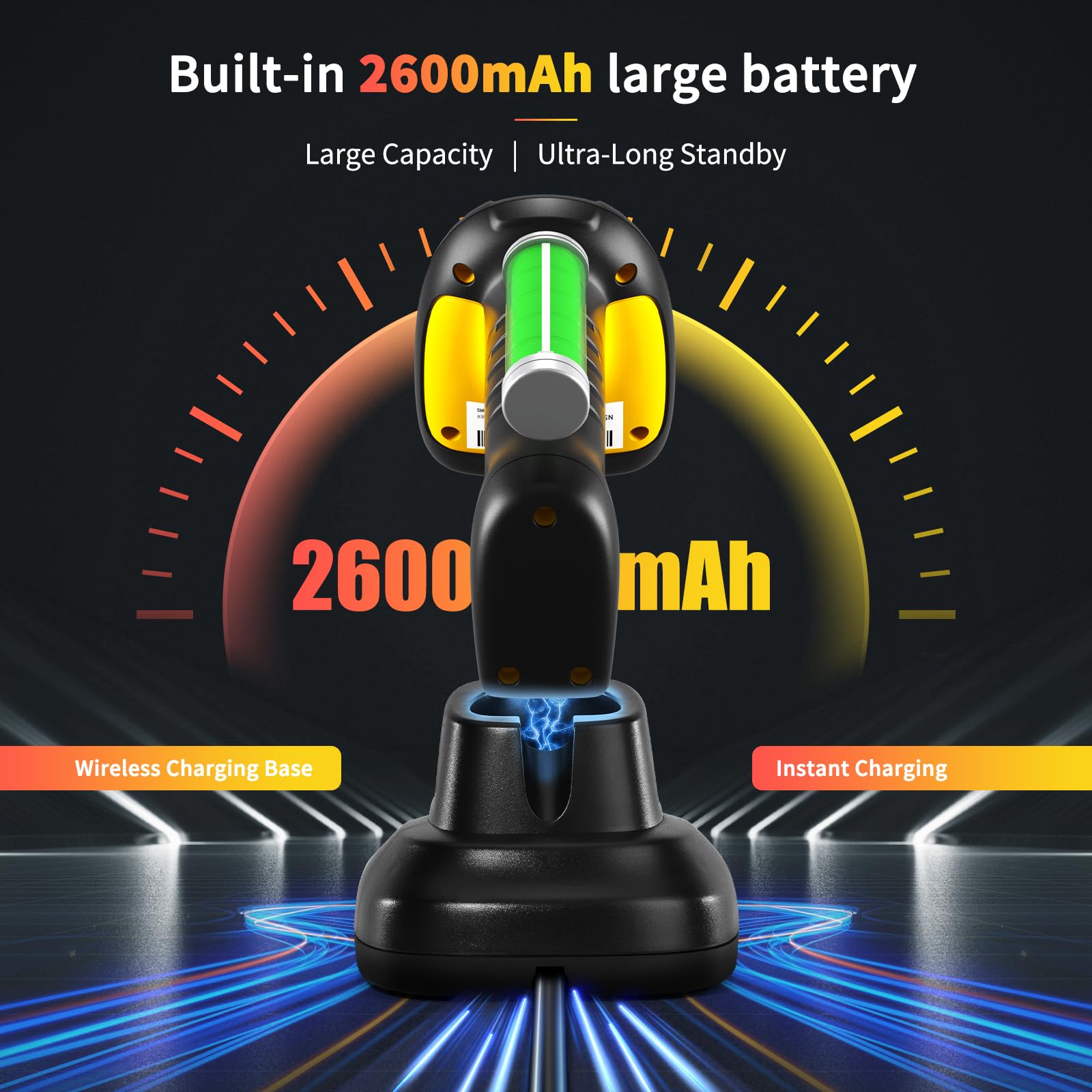 Netum Upgraded Qr Industrial Bluetooth Barcode Scanner With Charging Dock, Wireless 2D 1D Bar Code Reader 2600Mah Drop Protectio