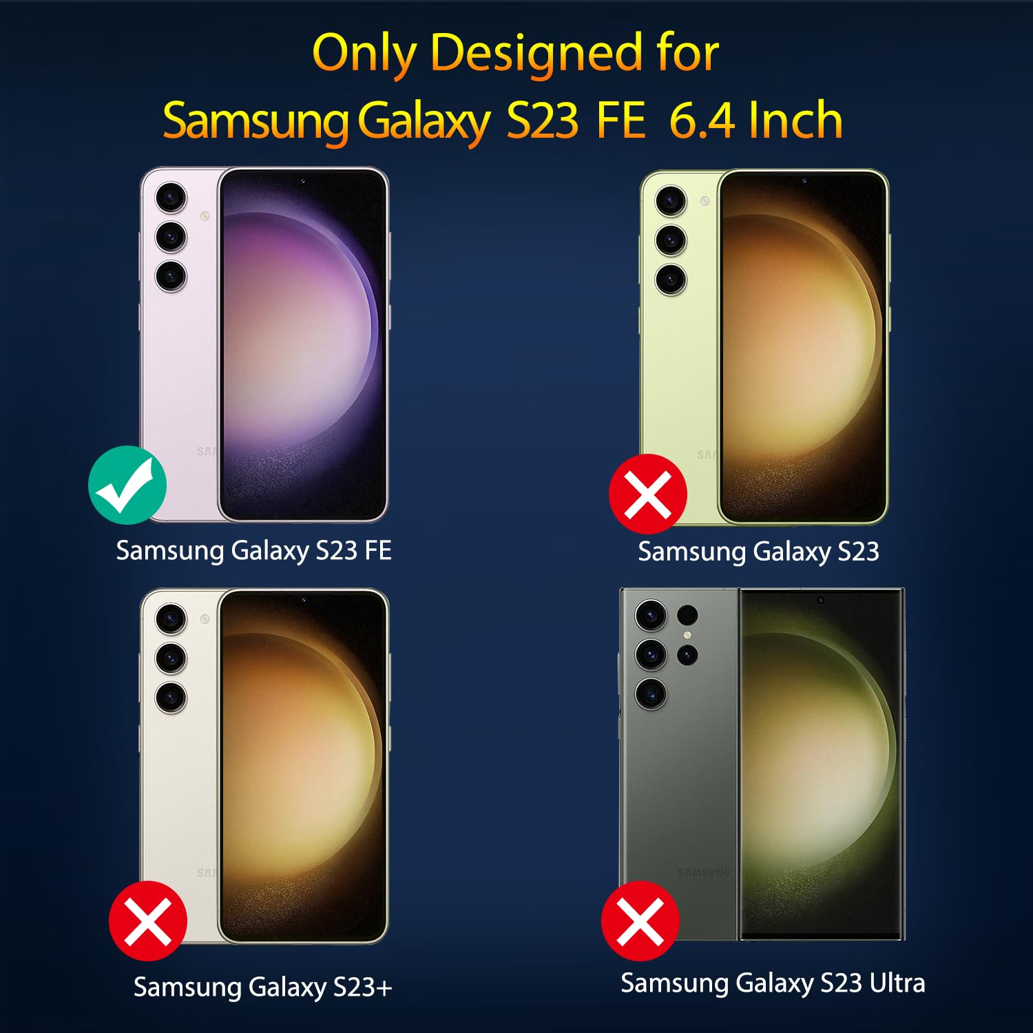 Qsmqam 3 Pack Screen Protector For Samsung Galaxy S23 Fe + 3 Pack Camera Lens Protector, Ultra Hd Tempered Glass, 9H Hardness, A