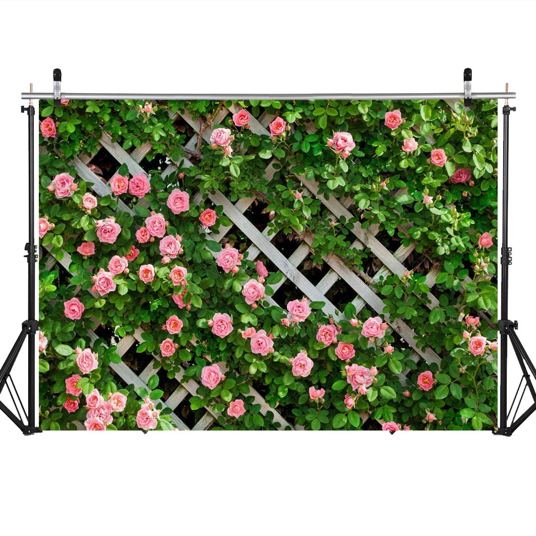 Aiikes 7X5Ft Flowers Backdrop For Photography Spring Floral Photo Backdrop Green Leaf Fence Backdrops Birthday Party Decoration