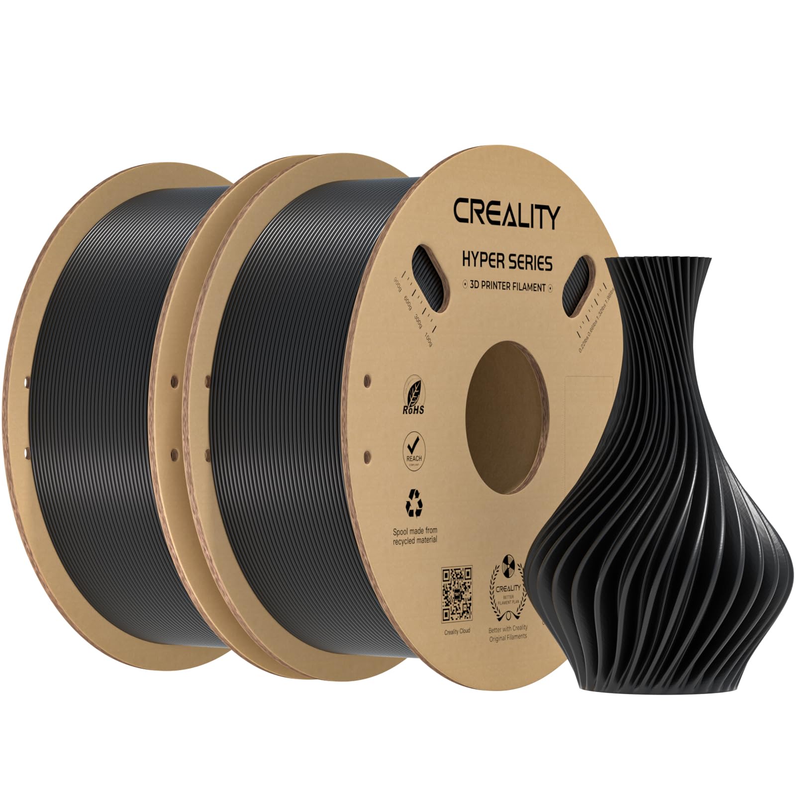 Creality Hyper PLA Filament 1.75mm 2KG, High-Speed Printing 30-600mm/s, Smooth Extrusion and Stable Printing, Low Stringing, 3D