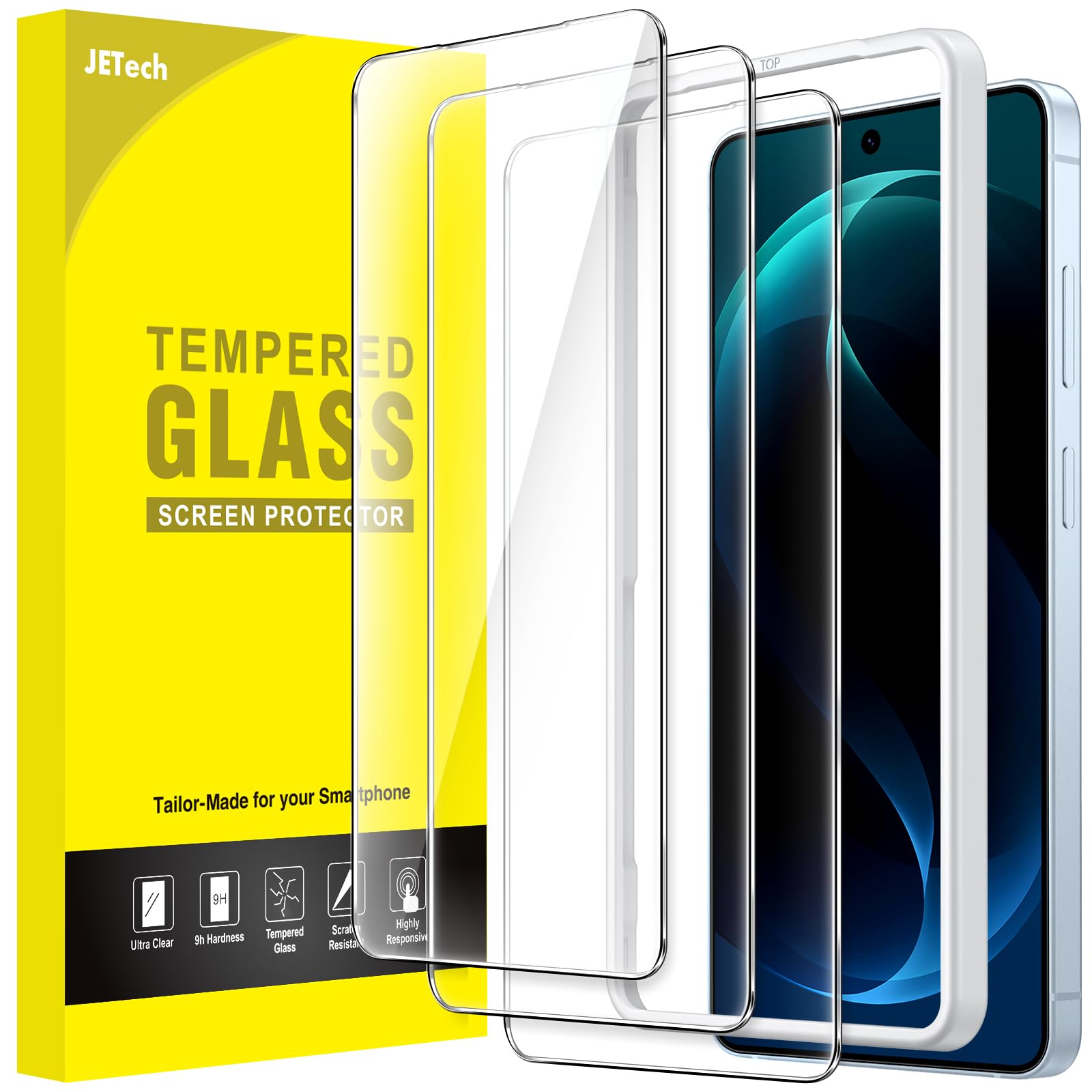 JETech Screen Protector for Samsung Galaxy S26 Ultra, 9H Tempered Glass Film with Easy Installation Tool, Fingerprint ID Compati