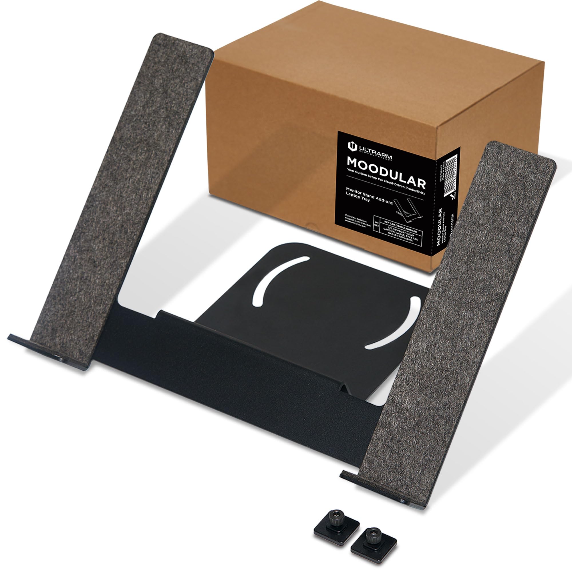 ULTRARM Moodular Add-ons Laptop Tray Stand [Accessory Only - Requires Moodular Wooden Monitor Stand Slide Rails for Use] Black M