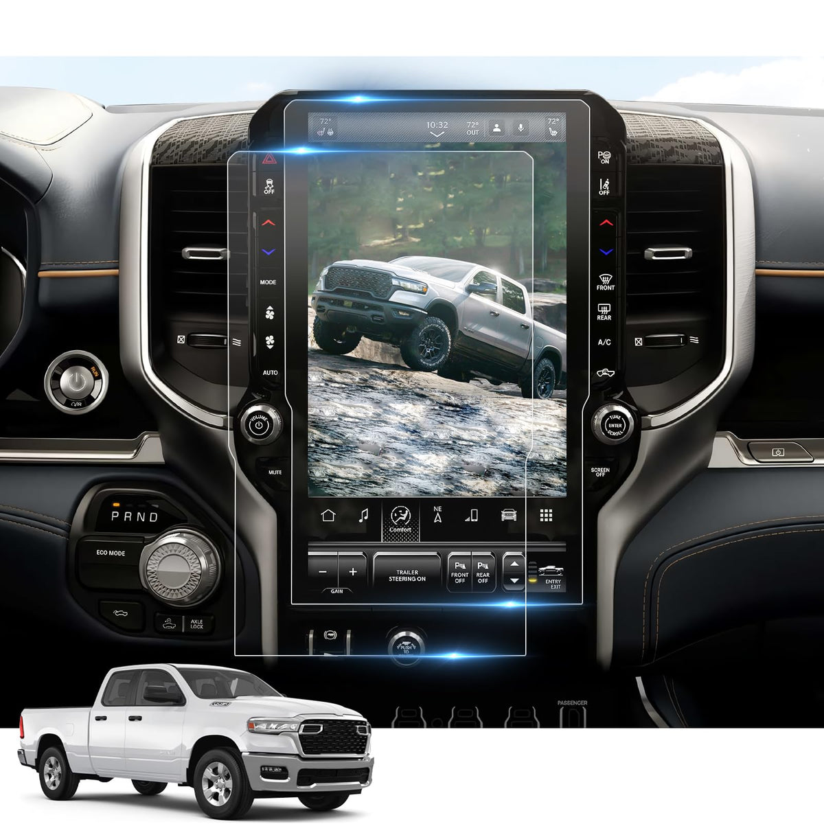 Bibibo 2Pcs For 2025+ Ram 1500 Screen Protector 2025+ Dodge Ram 1500 Uconnect 14.4' Touchscreen Display Ram 1500 2025 2Pack Nano Protective Film [Anti Glare& Scratch Ultra-Clear] 2025 Dodge Ram Trucks Accessories 2025 Ram Screen