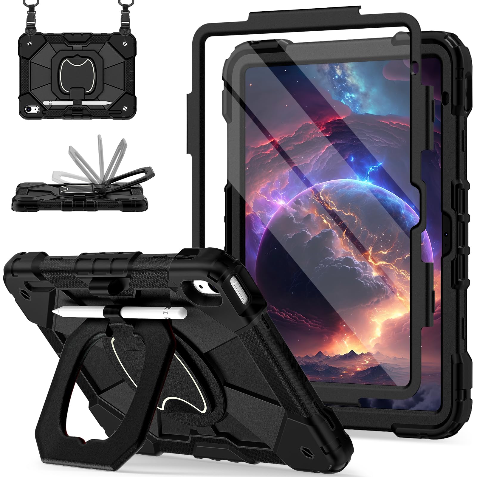 Scnioy Case for iPad (A16) 11th Generation 11 Inch (2025) / iPad 10th Generation Case 10.9 Inch (2022) with 360 Rotating Stand S