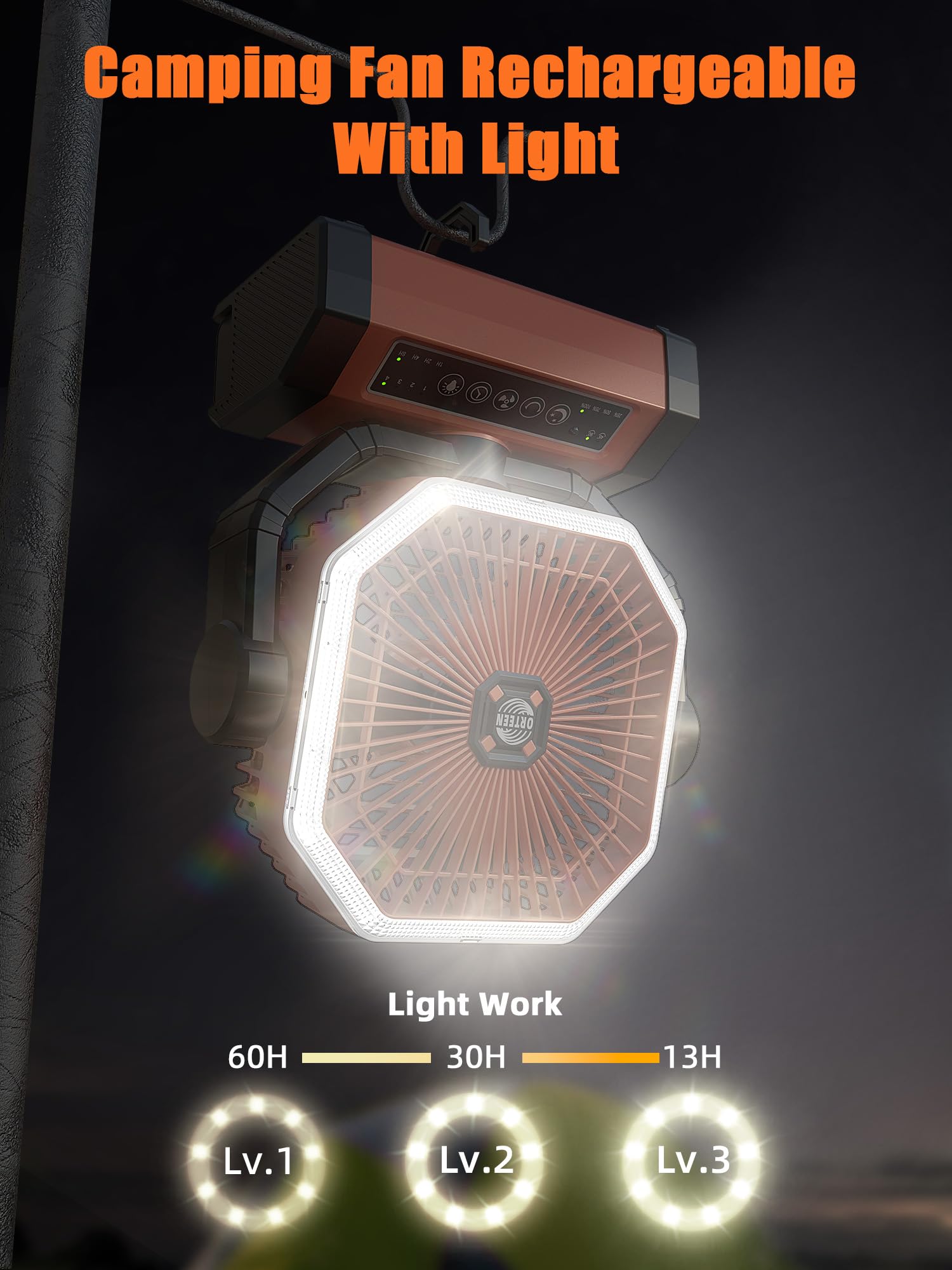 Battery Powered Fan   9 Inch Rechargeable Fan Portable, 20000Mah(60Hrs) Camping Fan For Tent, Auto Oscillation Cordless Fan, Ten