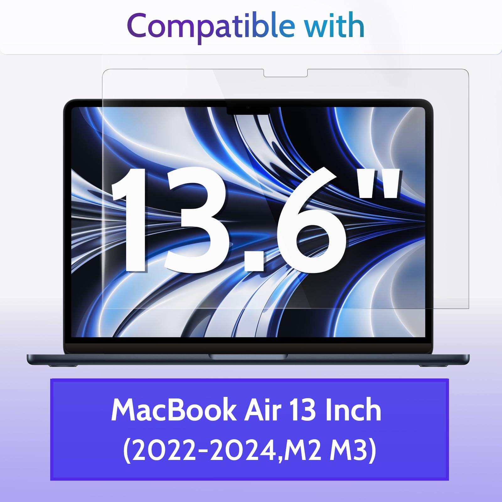 Peslv 3 Pack Anti Blue Light Screen Protector For Macbook Air 13.6 Inch (2022 2024, M2 M3 Chip), 13'' Mac Laptop Glare Filter Uv