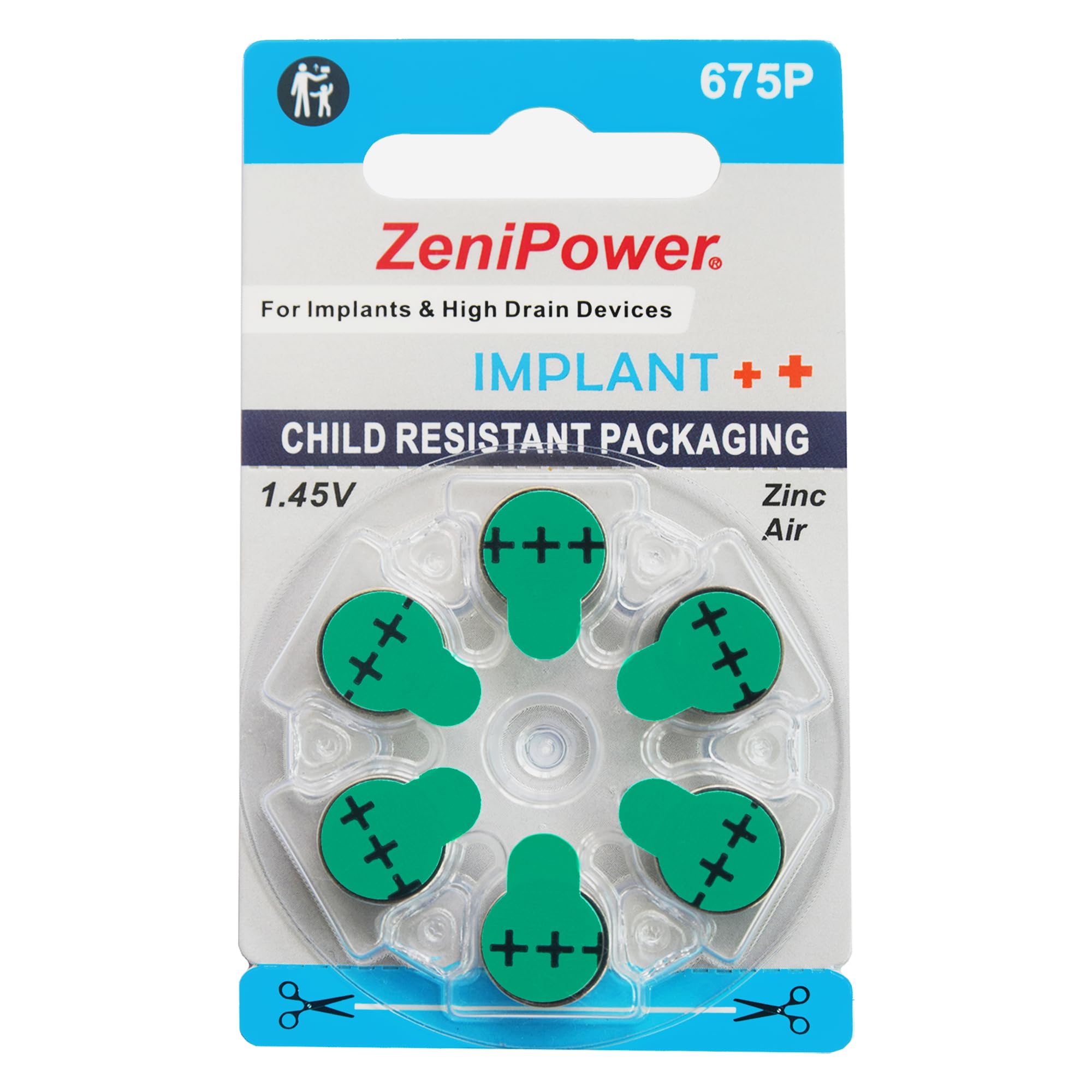 Zenipower 1.45V Hearing Aid Batteries (Size 10, 13, 312, 675, Implant Cochlear) Hearing Aid Accessories (36 Batteries, Size 675P