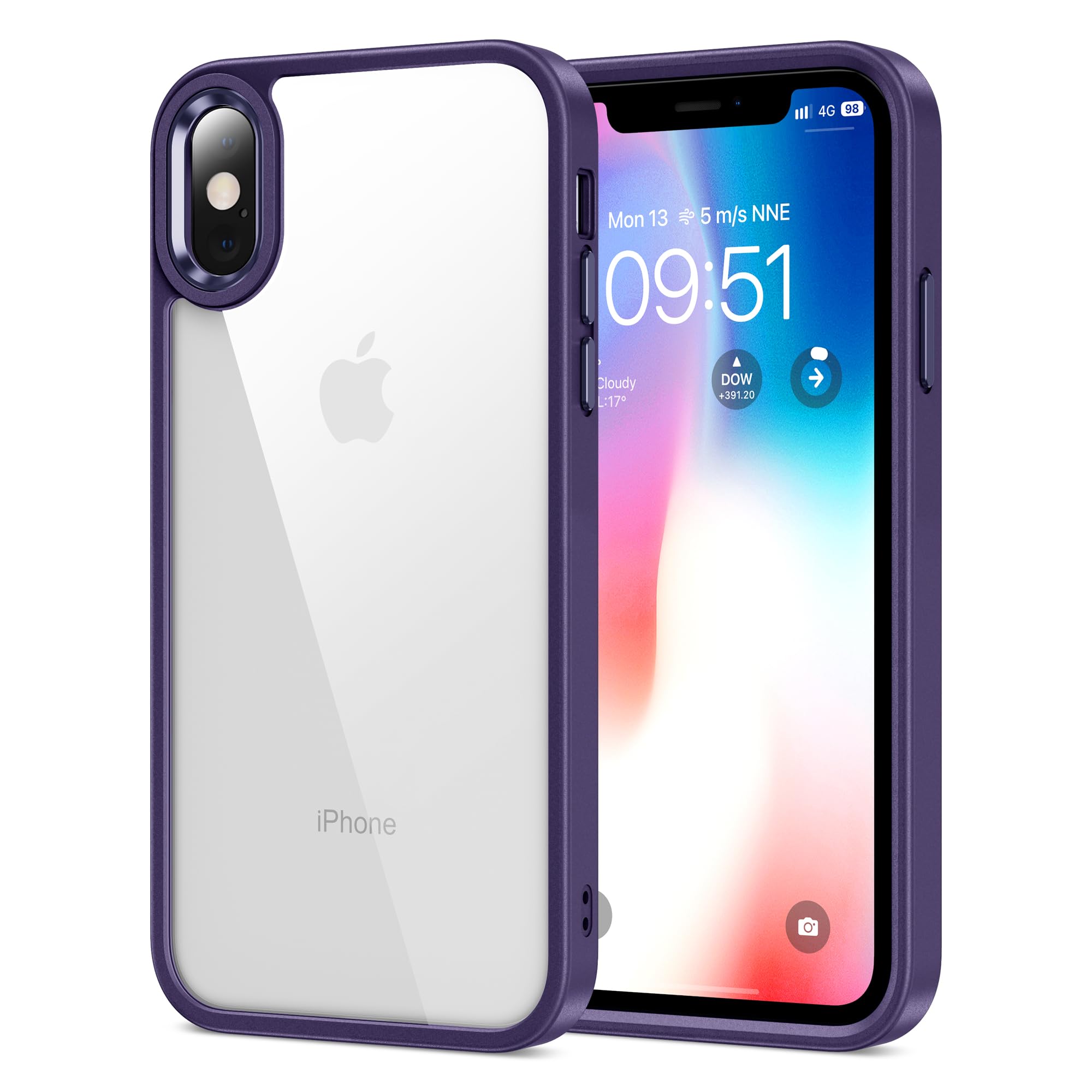 HOOMIL Case for iPhone X/iPhone Xs 5.8-Inch, Non-Yellowing, Drop Protection, Anti-Scratch Transparent Hard Back Phone Cover - Da