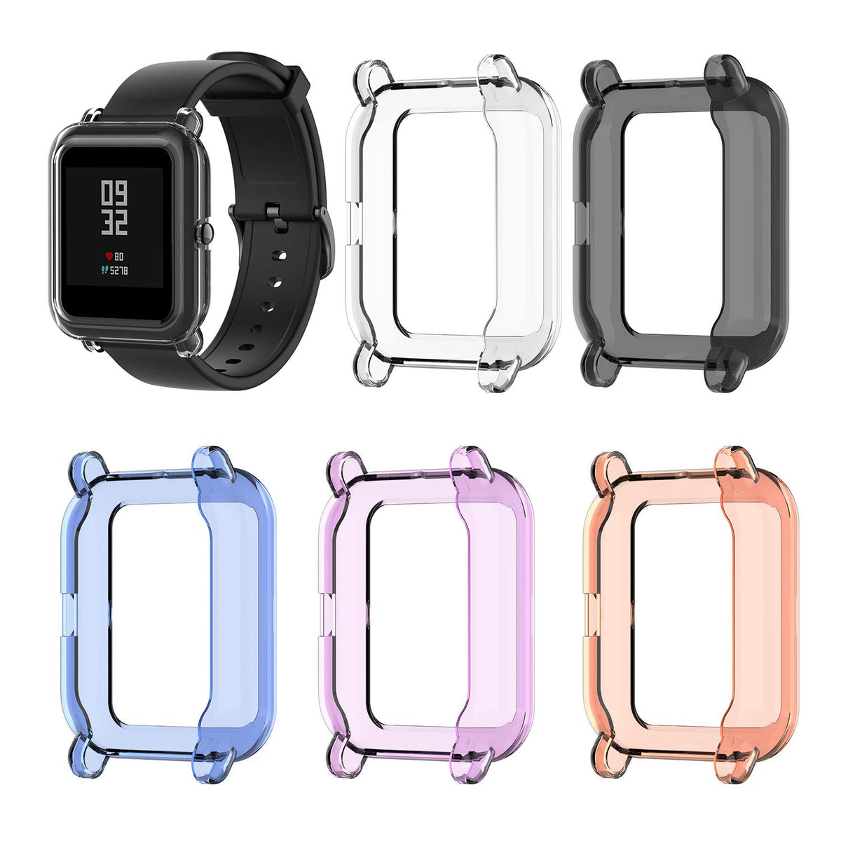 Eeweca 5 Pack Protector Case For Amazfit Bip Smartwatch Soft Tpu Bumper Shell