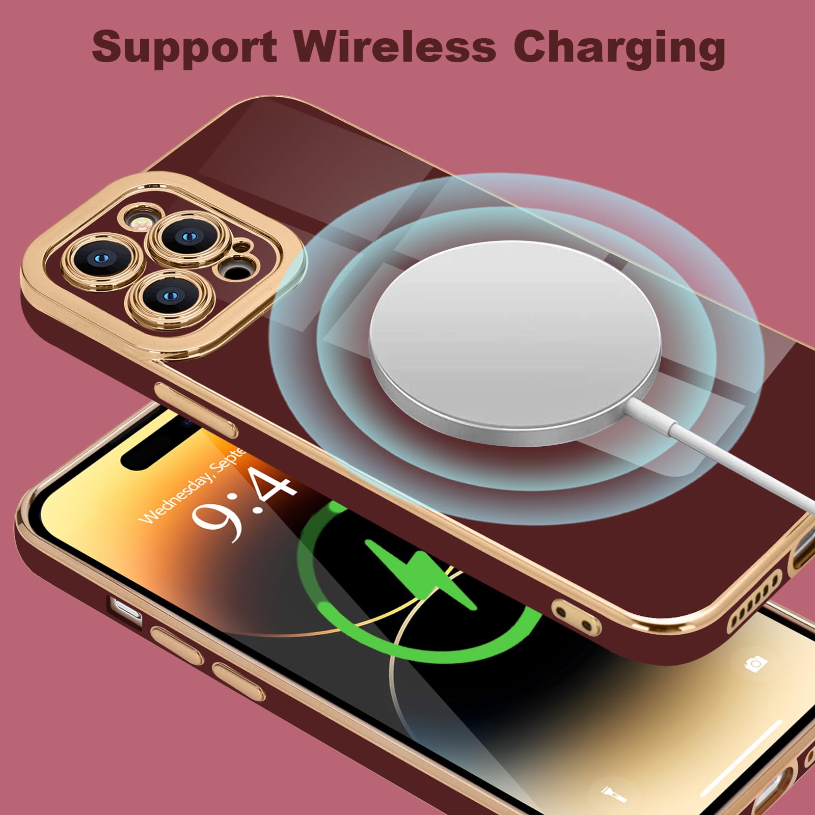 Lafunda Designed For Iphone 14 Pro Max Case Cute, Luxury Plating Case For Women Girls Gold Edge Tpu Bumper Cover With Camera Pro