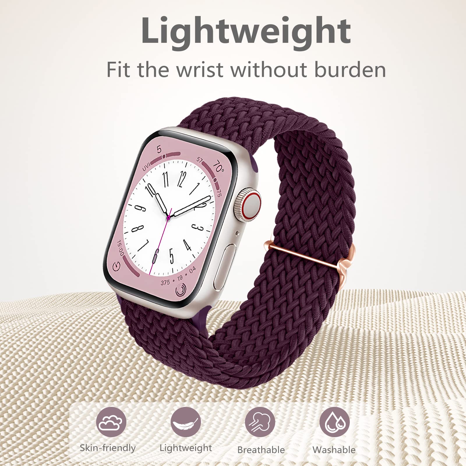 Daqin 4 Pack Stretchy Solo Loop Compatible With Apple Watch Band 42Mm 44Mm 45Mm 49Mm, Nylon Elastic Braided Replacement Strap Fo