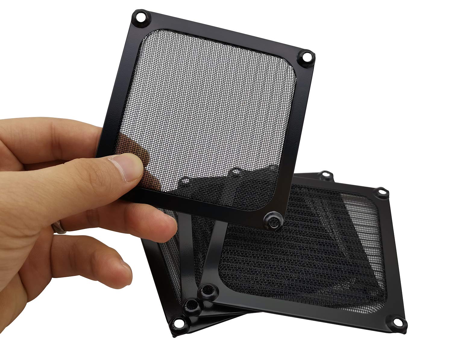 90Mm 92Mm Computer Fan Filter Grills With Screws, Aluminum Frame Ultra Fine Stainelss Steel Mesh   4 Pack (Black)