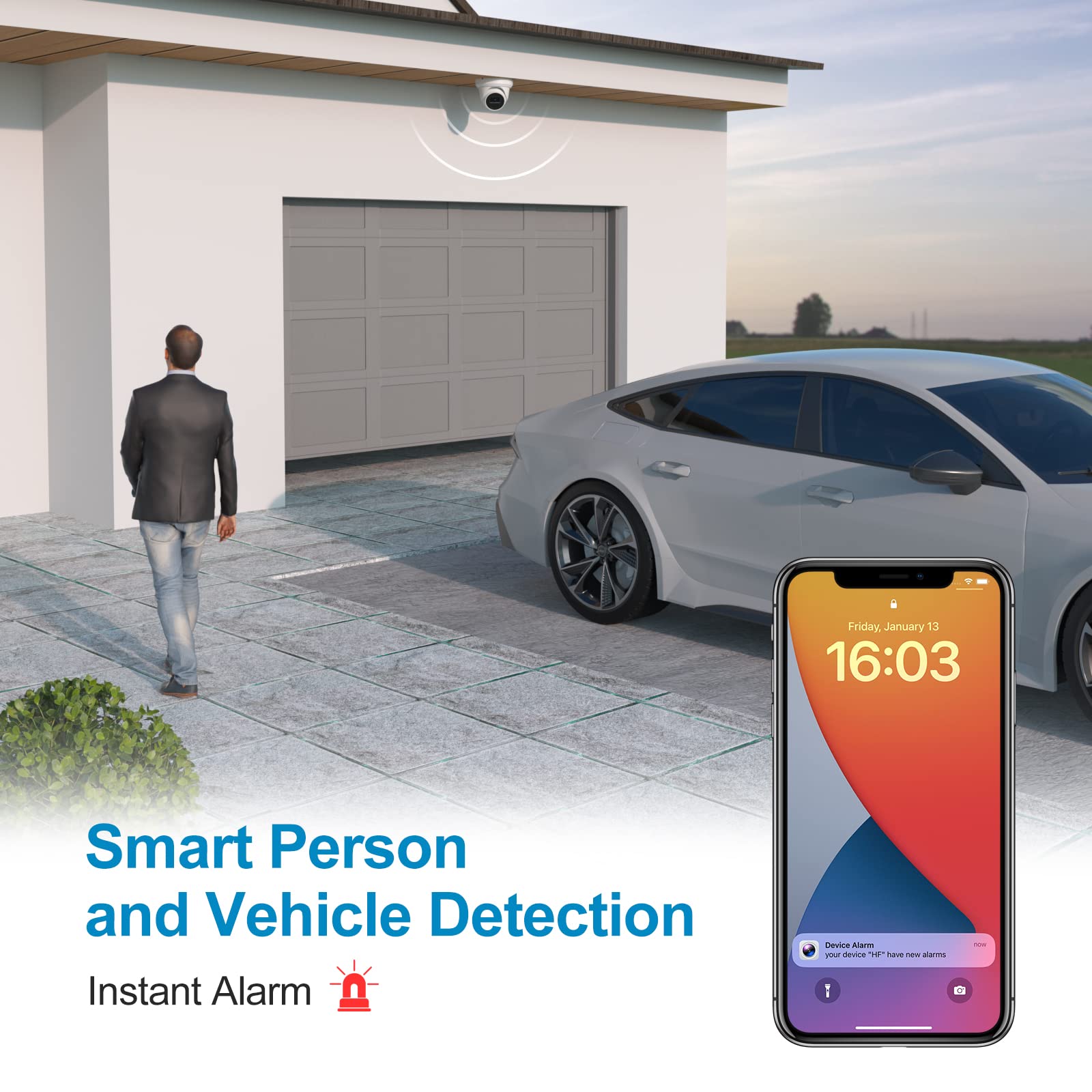 Anpviz 8Ch 4K Poe Security Camera System, 6Pcs 8Mp Wired Poe Ip Cameras With Person Vehicle Detection, Smart Dual Light Color Night Vision, 4K/8Mp 8Ch Nvr With 2Tb Hdd For Business Home (U Series)