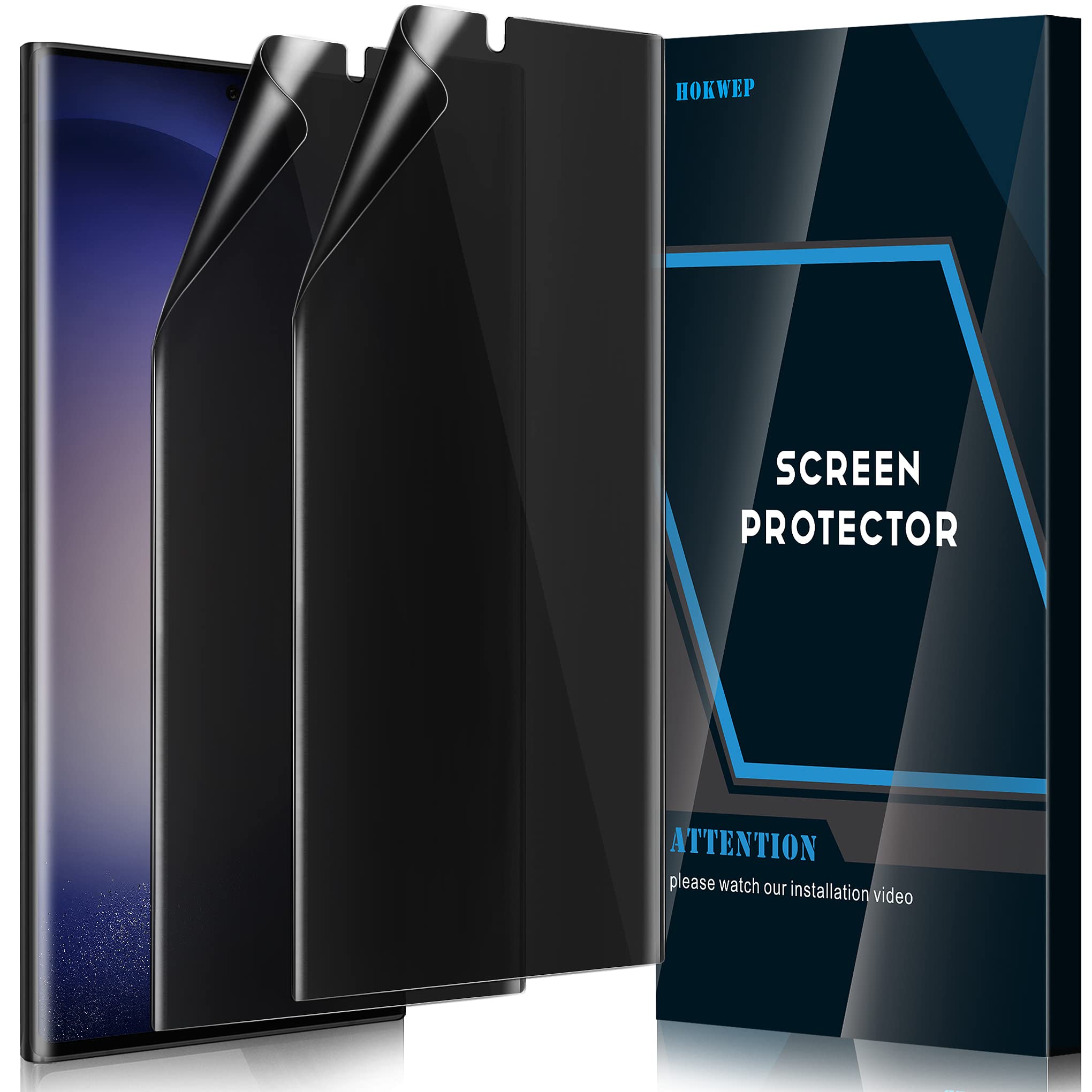 Hokwep [2 Pack] Galaxy S23 Ultra Privacy Screen Protector Compatible With Samsung S23 Ultra 5G, Privacy Flexible Soft Tpu Film [