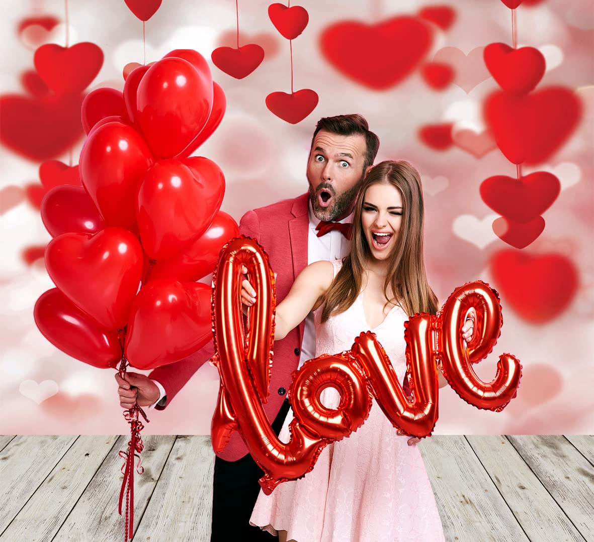 Wolada 10X10Ft Valentine'S Backdrop For Photography Valentine'S Day Backdrop Rustic Wood Red Love Heart Backdrop Romantic Love Theme Backdrop Engagement Wedding Party Decoration Photo Backdrop 10870