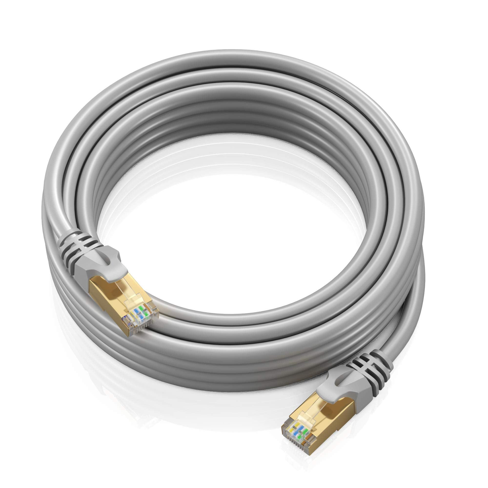 Cat 7 Ethernet Cable 100 Ft   High Speed Internet & Network Lan Patch Cable, Rj45 Connectors   100Ft / Gray   Perfect For Gaming
