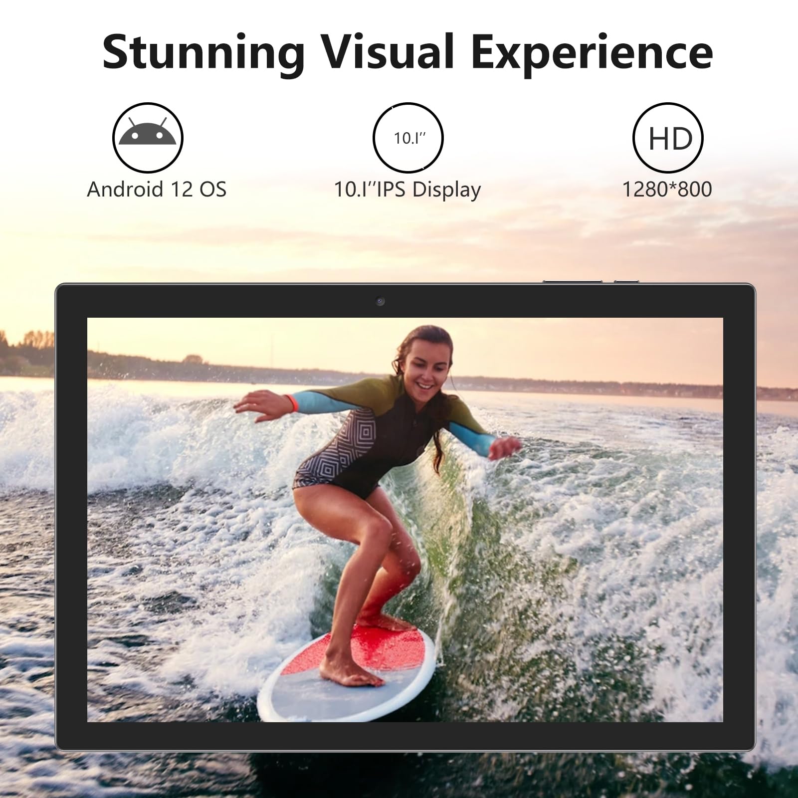 10 Inch Android 12 Tablet With Keyboard, 2 In 1 Tablets Set Include Case Mouse Stylus Film, 4Gb Ram+64Gb Rom, Quad Core 10.1'' T