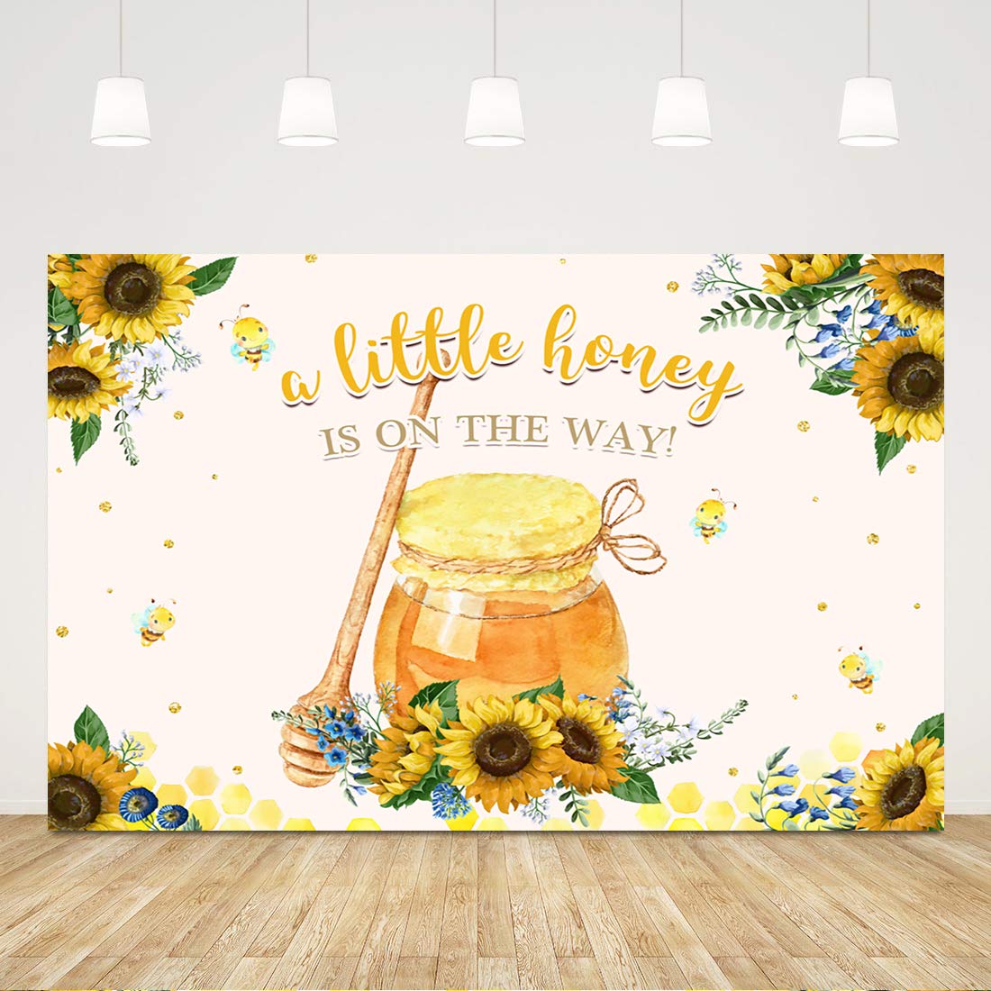 Ticuenicoa A Little Honey Is On The Way Baby Shower Backdrop For Girl And Boy Honey Sunflower Baby Shower Background For Photography Bee Theme Photo Booth Props Babyshower Banner Birthday Decors 5X3Ft