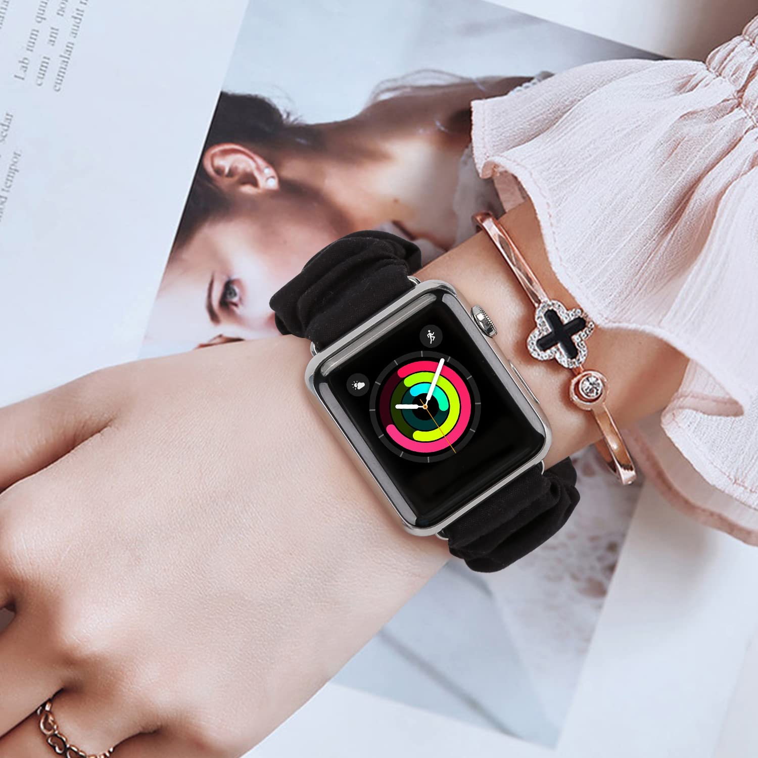 Jieliele Compatible With Scrunchie Apple Watch Band 38Mm 40Mm 41Mm 42Mm 44Mm 45Mm 49Mm For Women, Cute Wristbands Straps Elastic