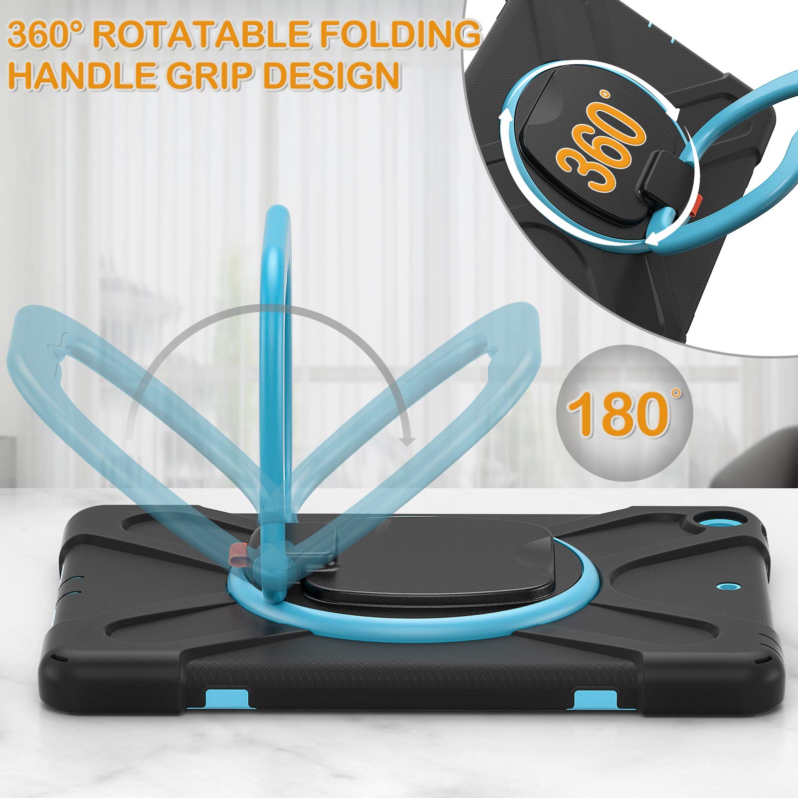 Braecn Case For Ipad 9/8/7 Generation,Hybrid Shockproof Case With Pencil/Pencil Cap Holder, Handle Grip, Kickstand, Strap, Scree