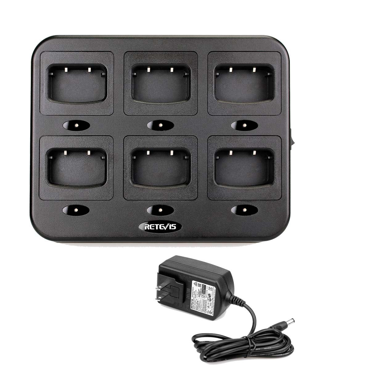 Retevis Six Way Charger Compatible With H 777, H 777H, Baofeng Bf 888S, Bf 88St Two Way Radio And Battery, Multi Unit Walkie Talkie Charger (1 Pack)