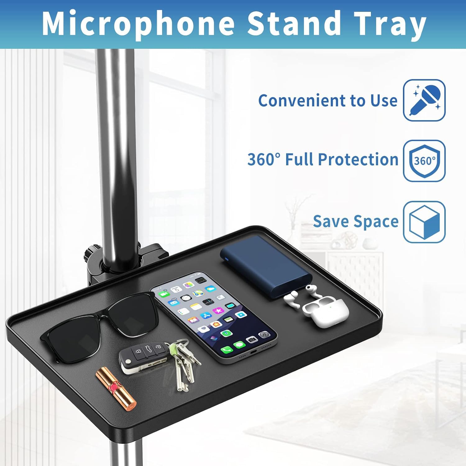 Toyvian Mobile Phone Live Tripod Microphone Sound Card Tray 9.44 X 6.88 Inch Stable Microphone Stand Tray For Live Streaming Kar