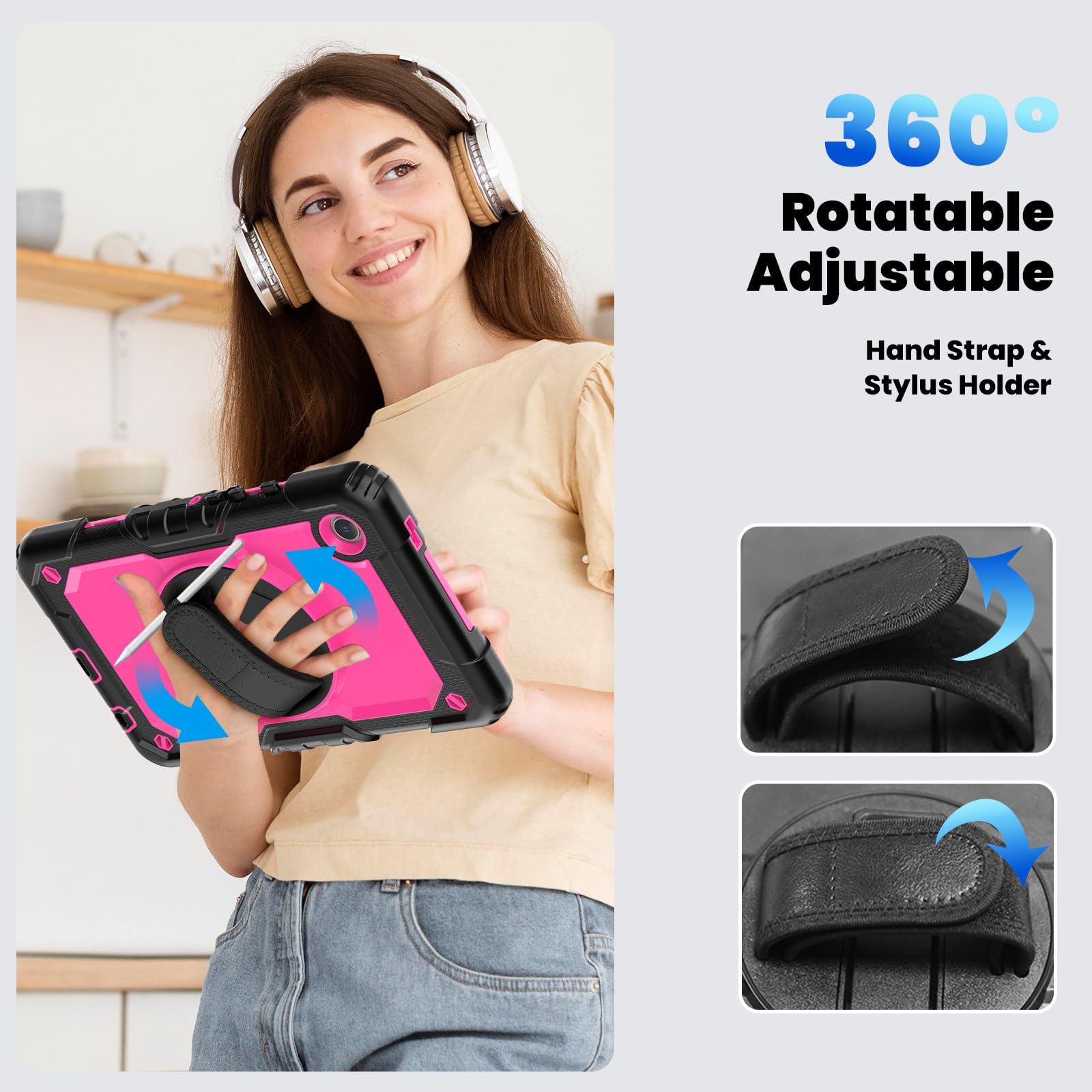 Clarkcas Samsung Galaxy Tab A9 Case 8.7 Inch 2023(Sm-X110/X115/X117) With Screen Protector Pencil Holder,Kids Shockproof Rugged