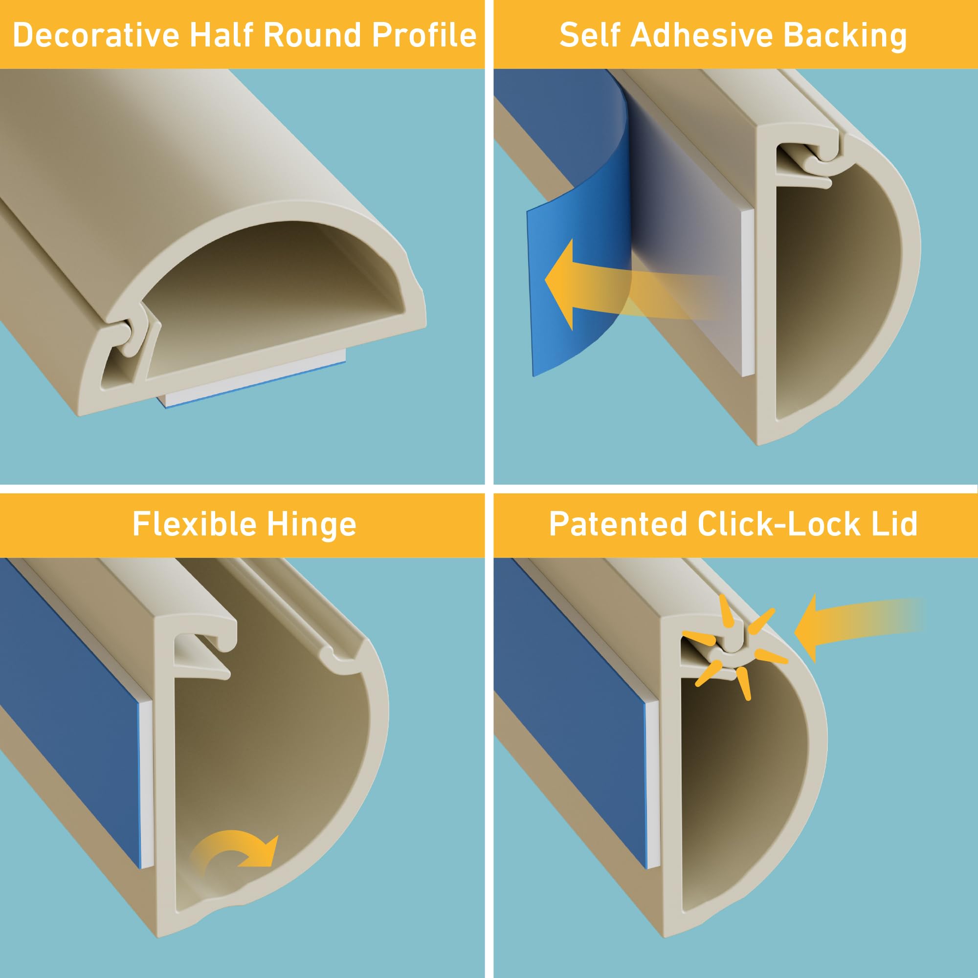 D-Line 13.12Ft Cord Hider Kit, Patented Cable Cover, Hide Wires On Wall, Channel For Tv Mount Cords, Raceway Wire Hiders, Painta