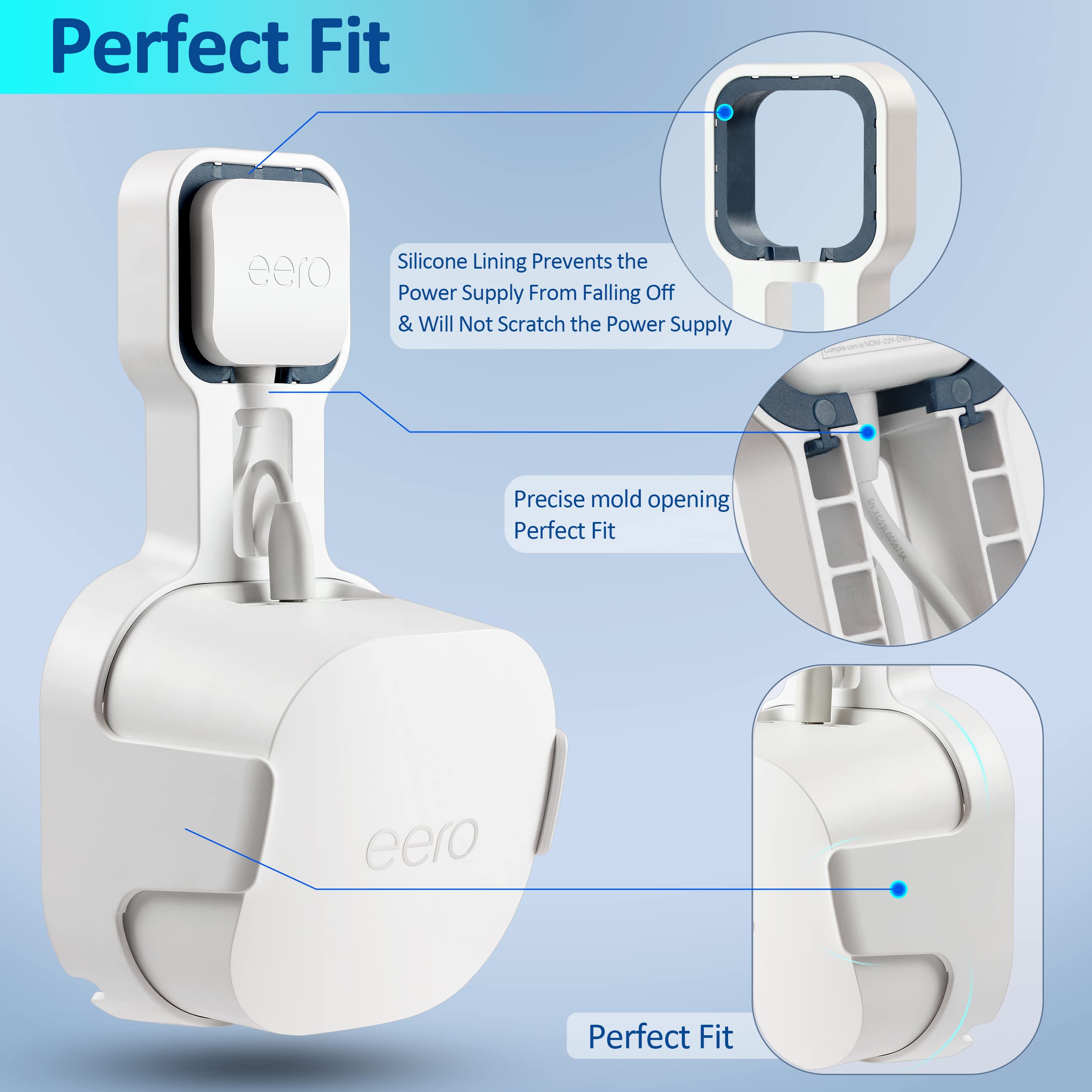 Petimeti Wall Mount For Eero 6+ Mesh Wifi System, Space Saving Wall Mount Bracket For Eero 6+ Router With Cord Management And Ea