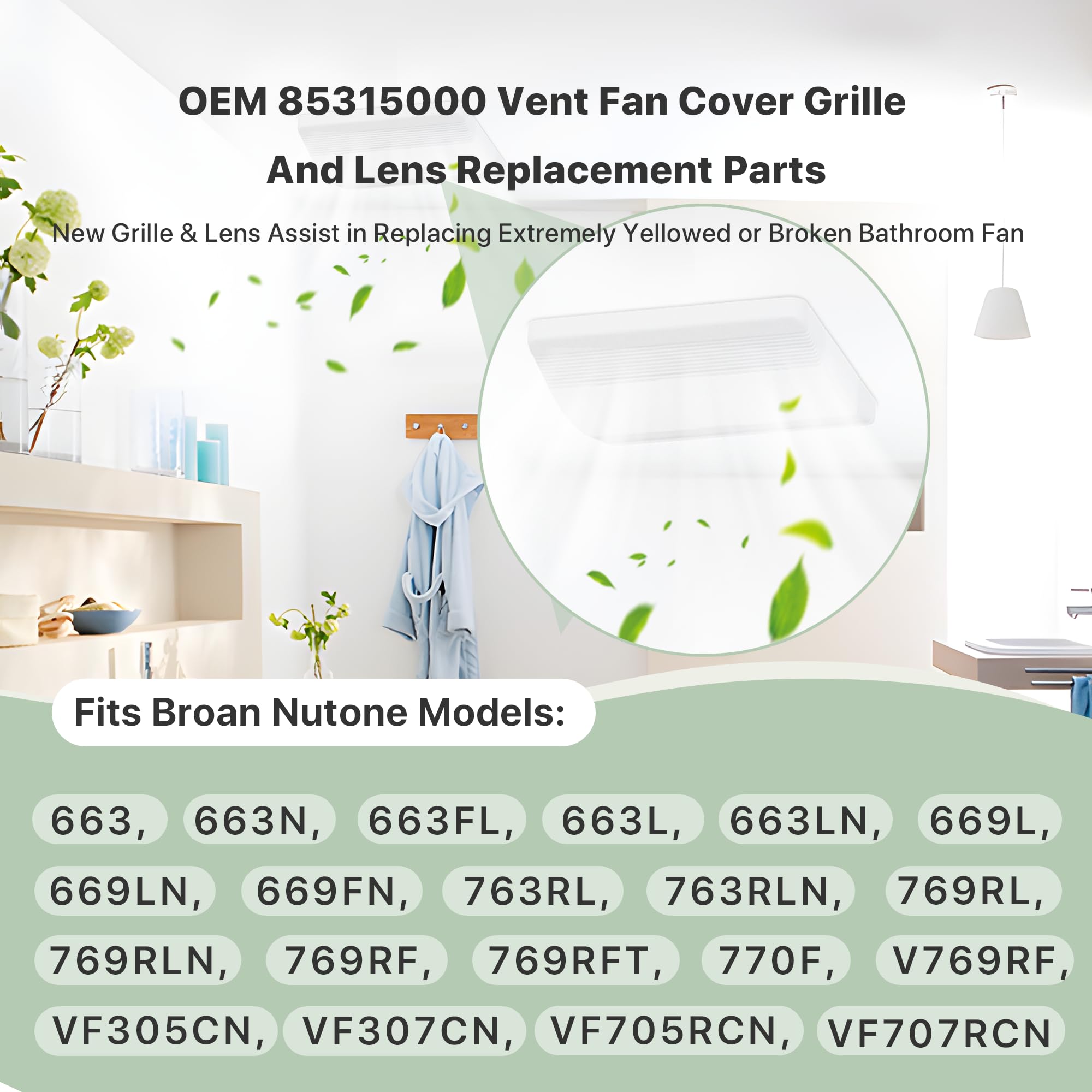 85315000 Vent Fan Cover Grille And Lens Replacement Parts For Nutone Bathroom Ventilation Plastic Cover,Bathroom Fan Exhaust Fit