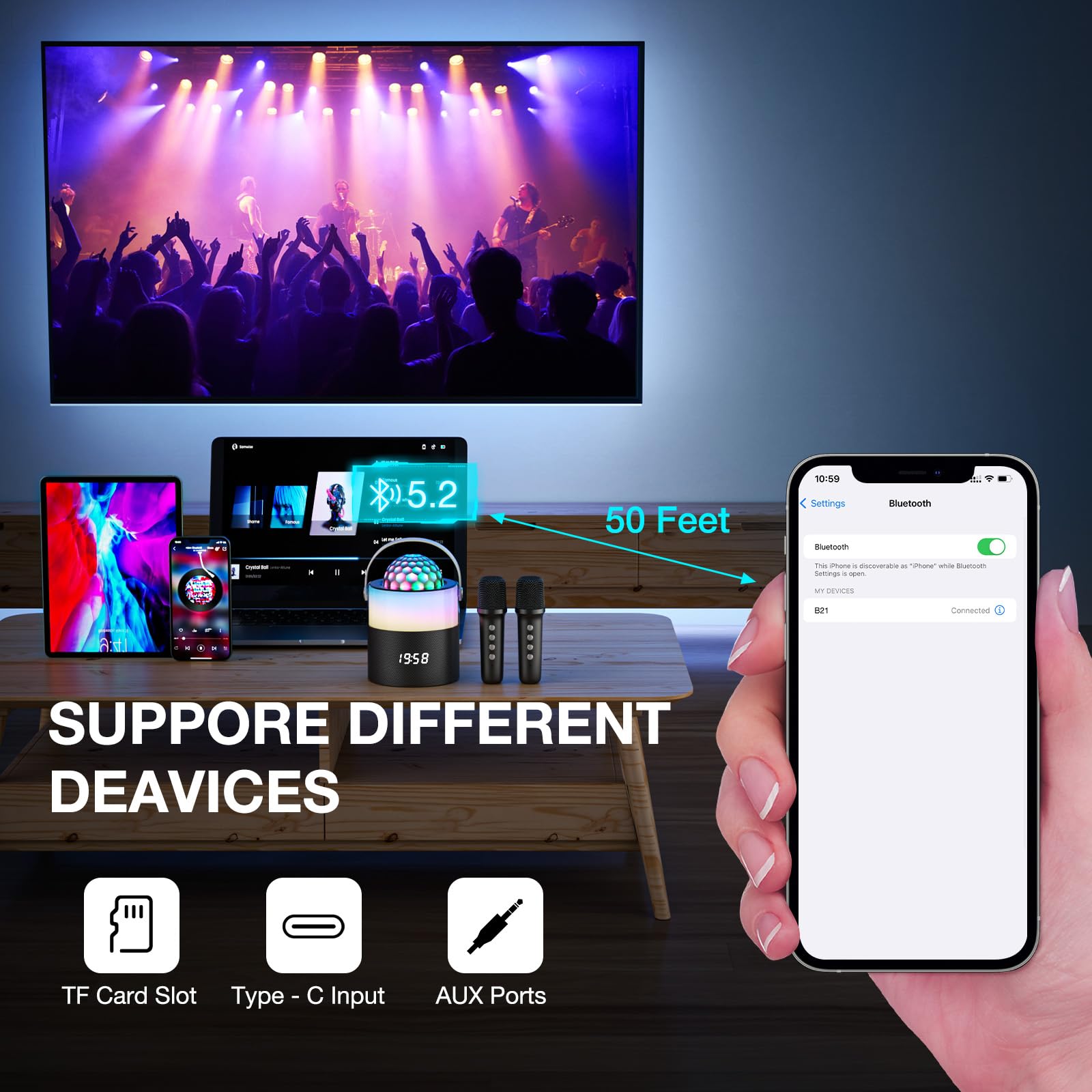 Momoho Mini Karaoke Machine For Kids Adults With 2 Wireless Mics Mini Portable Bluetooth Speaker Wireless Singing Machine, Disco