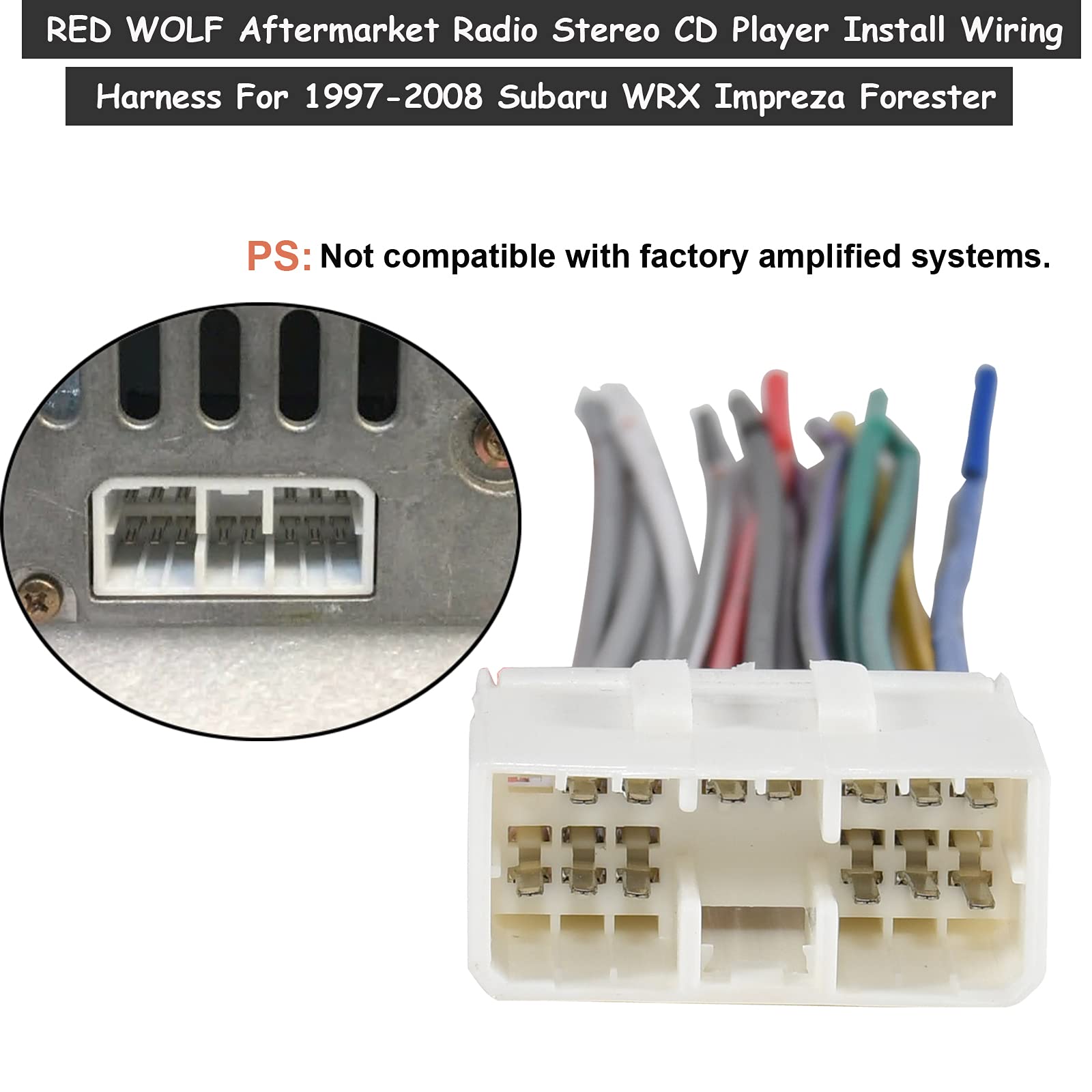 Red Wolf Radio Wire Harness Aftermarket Stereo Cd Player Install Adapter Connector Compatible With 1997 2008 Subaru Outback Wrx Impreza Forester Legacy