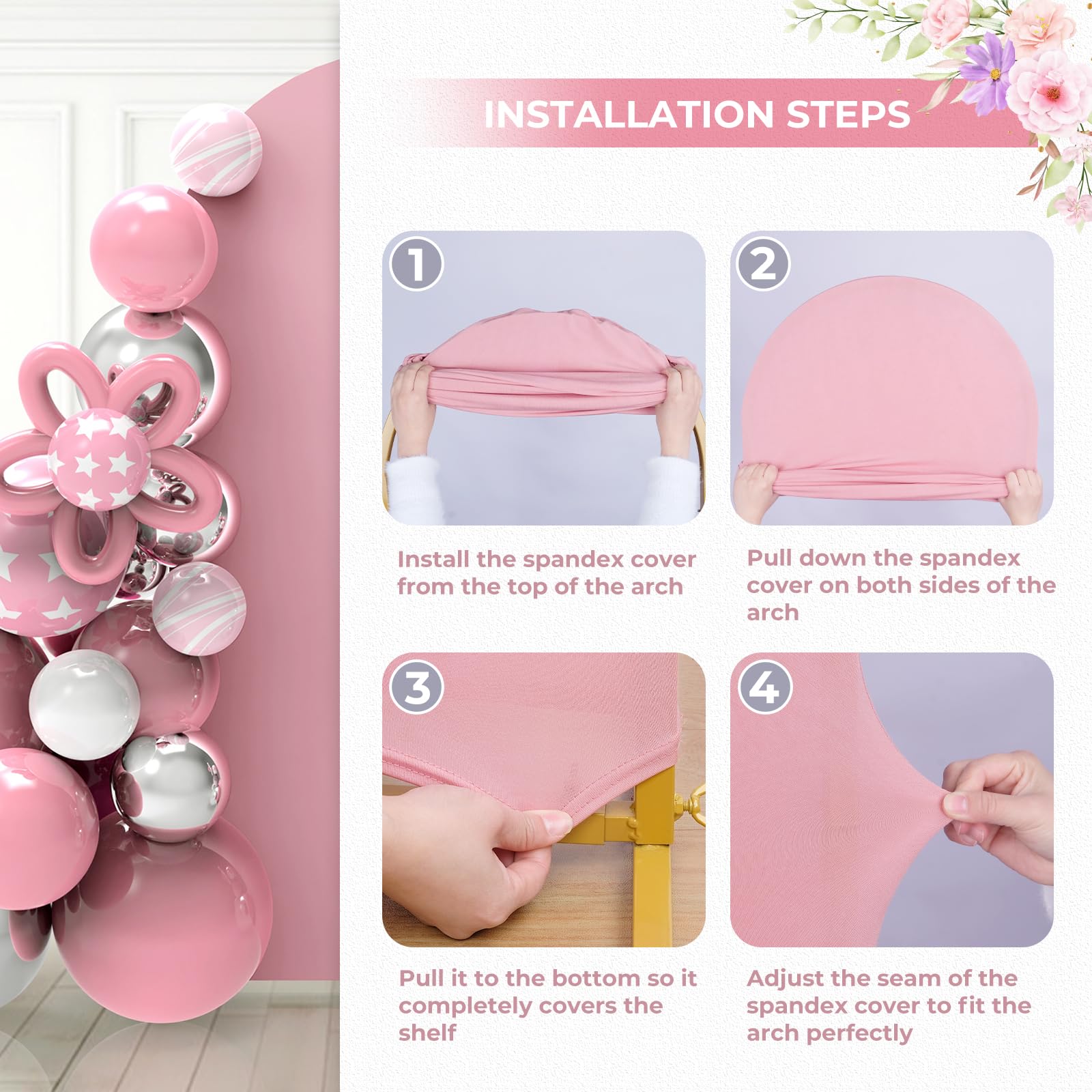 Babenest 5Ft Dusty Pink Wedding Arch Cover, Spandex Fitted Arch Party Cover For Photography, Round Top Chiara Stand Cover For Pa