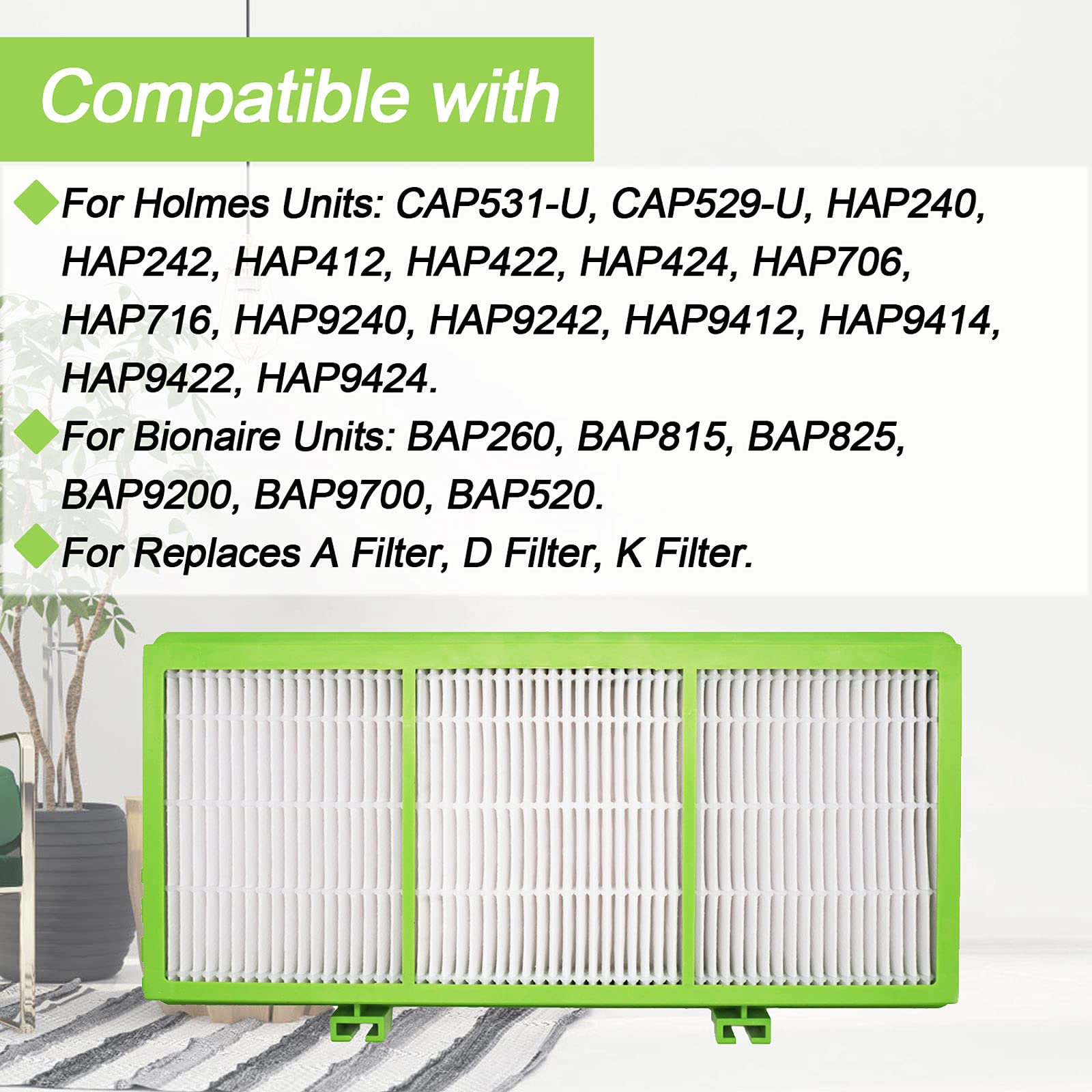 Ioyijoi Filter Compatible With Holmes Aer1 Series, Replacement Parts # Hapf300Ah U4R, Hap242 Nuc (4 True Filter Replacement + 8