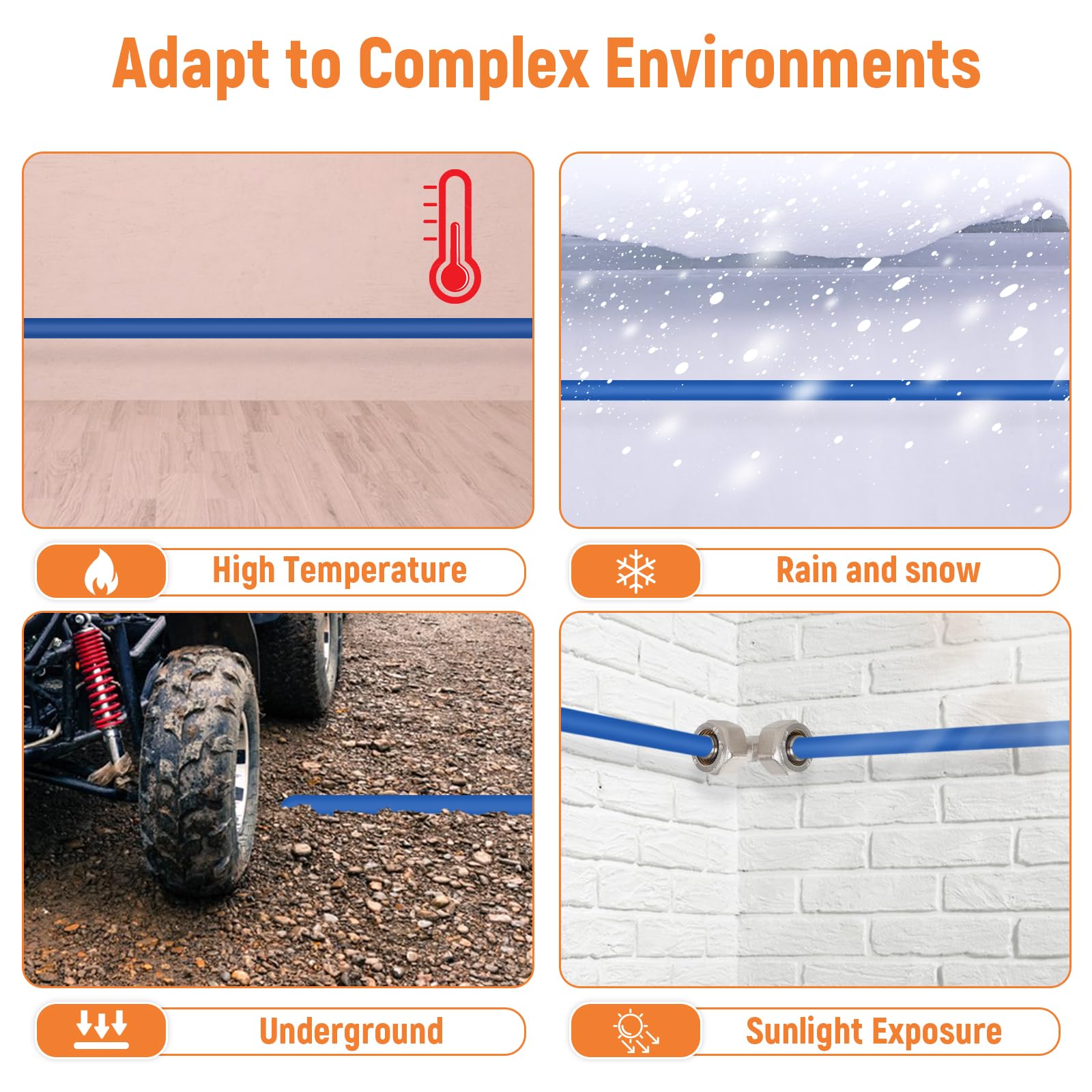 3/4''  120'&200'&300' Compressed Air Line Kit,Hdpe Aluminum Hdpe Piping,Includes 2  Right Angle Fittings And 4  Tee Fittings,Lea